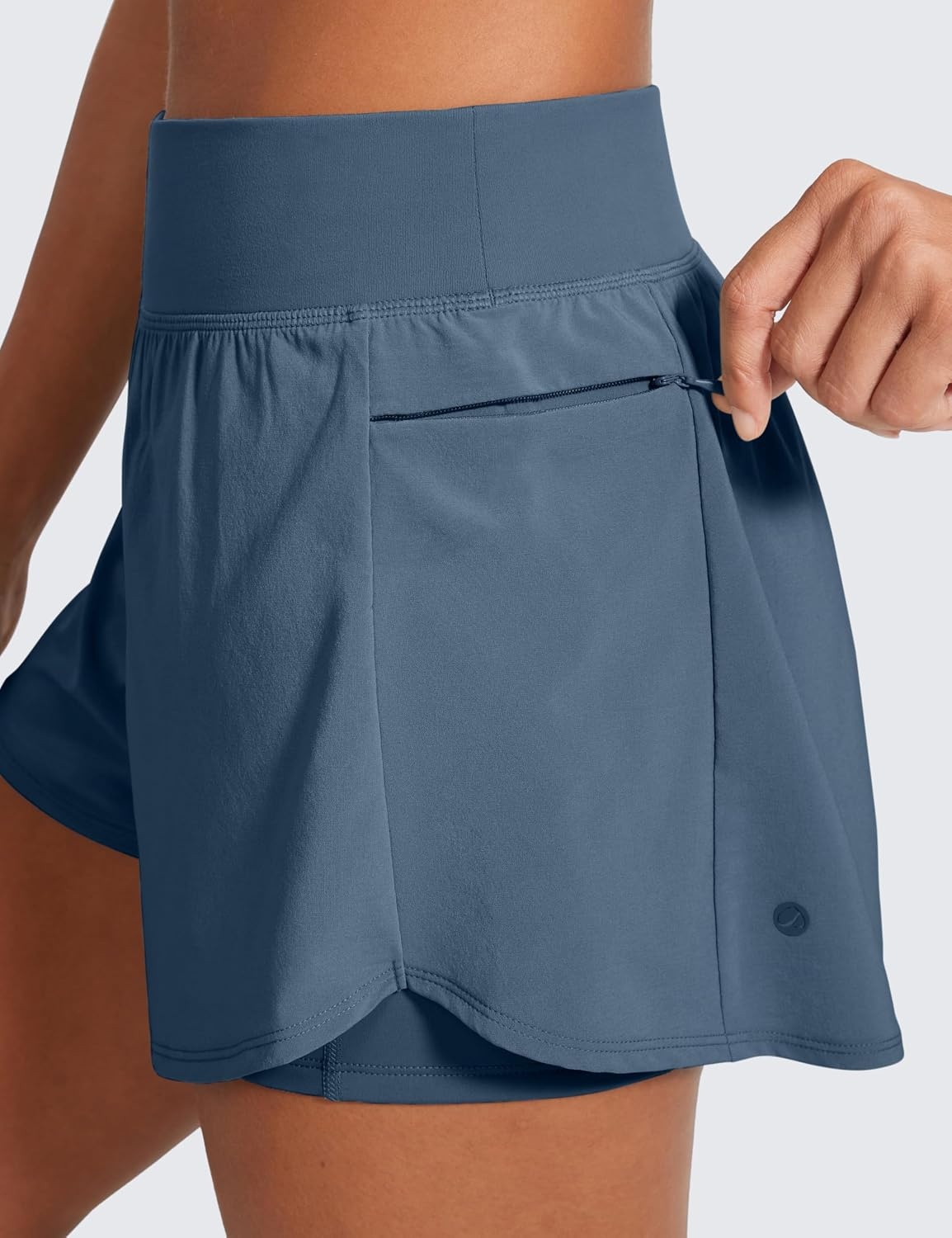 image:imageCRZ YOGA 2 in 1 Double Layer Running Shorts for Women 3 High Waisted for Athletic Tennis Workout with Zip PocketsStelindigo