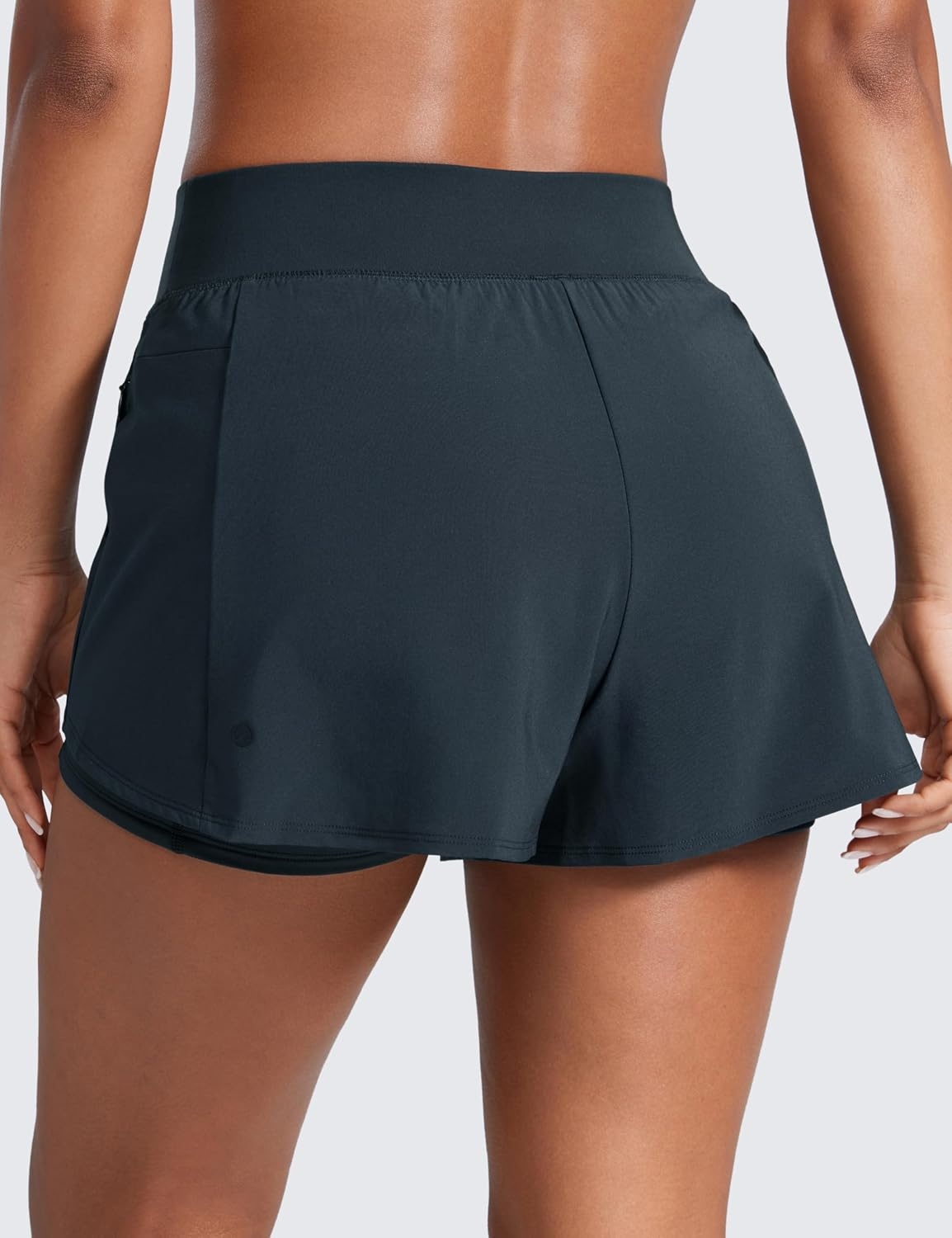 image:imageCRZ YOGA 2 in 1 Double Layer Running Shorts for Women 3 High Waisted for Athletic Tennis Workout with Zip PocketsTrue Navy