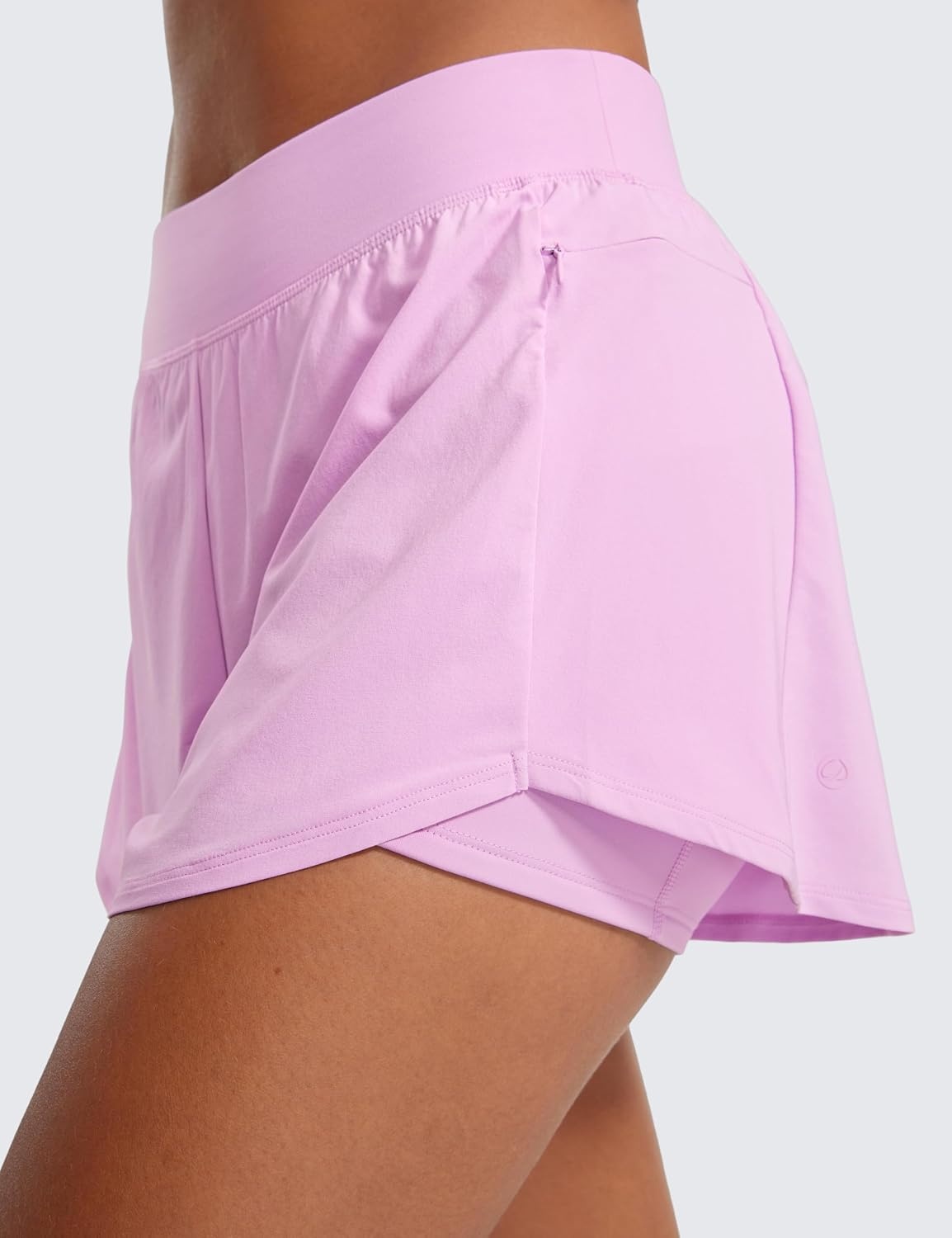 image:imageCRZ YOGA 2 in 1 Double Layer Running Shorts for Women 3 High Waisted for Athletic Tennis Workout with Zip PocketsVita Pink