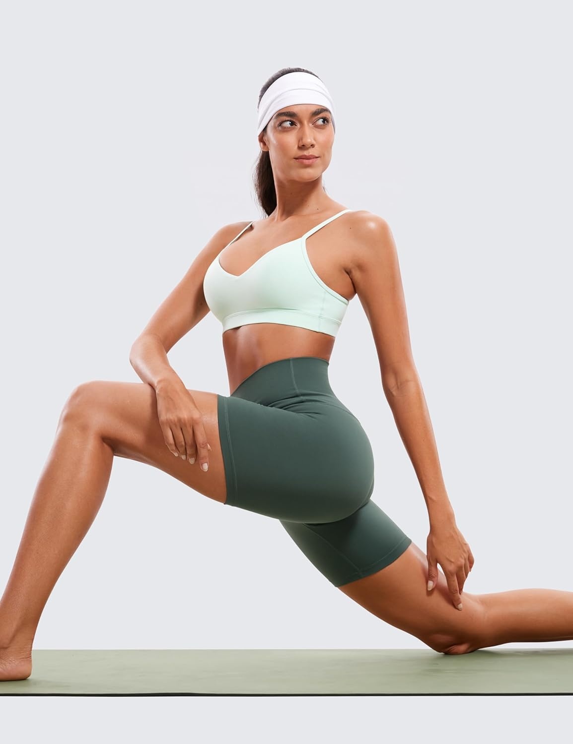 image:imageCRZ YOGA ButterLuxe Biker Shorts 6 High Waisted Workout Running Volleyball Spandex Yoga WomensDark Forest Green