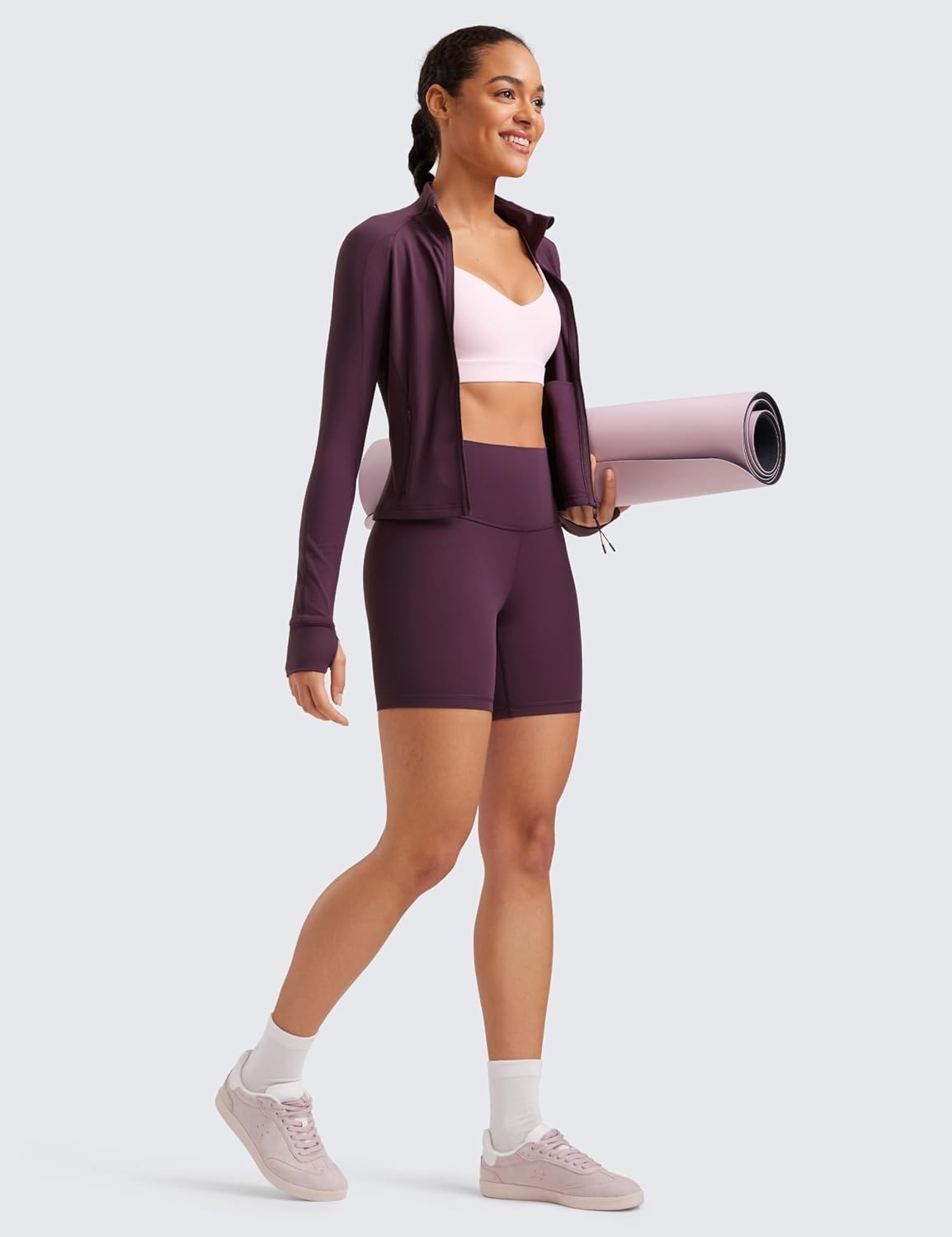 image:imageCRZ YOGA ButterLuxe Biker Shorts 6 High Waisted Workout Running Volleyball Spandex Yoga WomensDeep Purple
