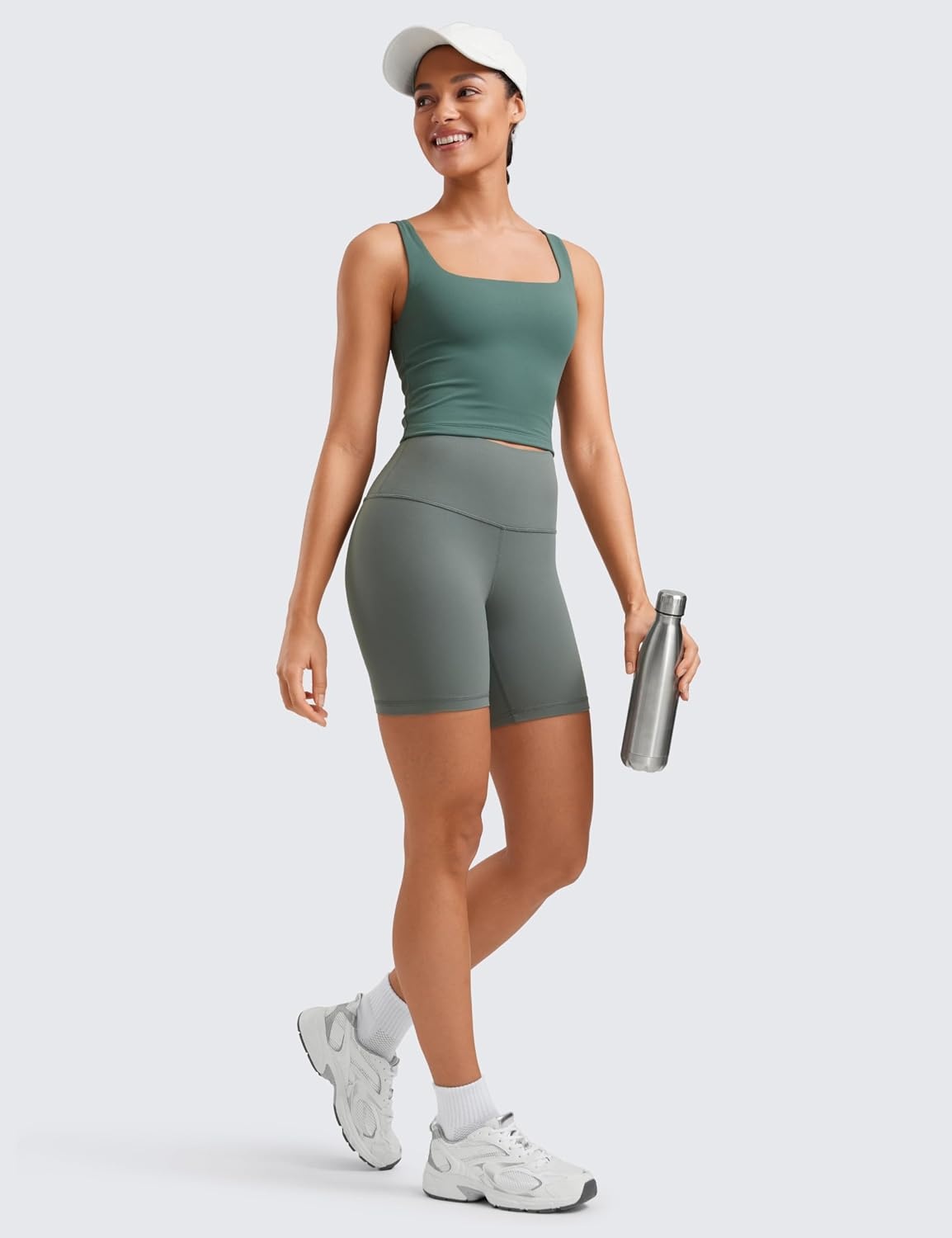 image:imageCRZ YOGA ButterLuxe Biker Shorts 6 High Waisted Workout Running Volleyball Spandex Yoga WomensGrey Sage