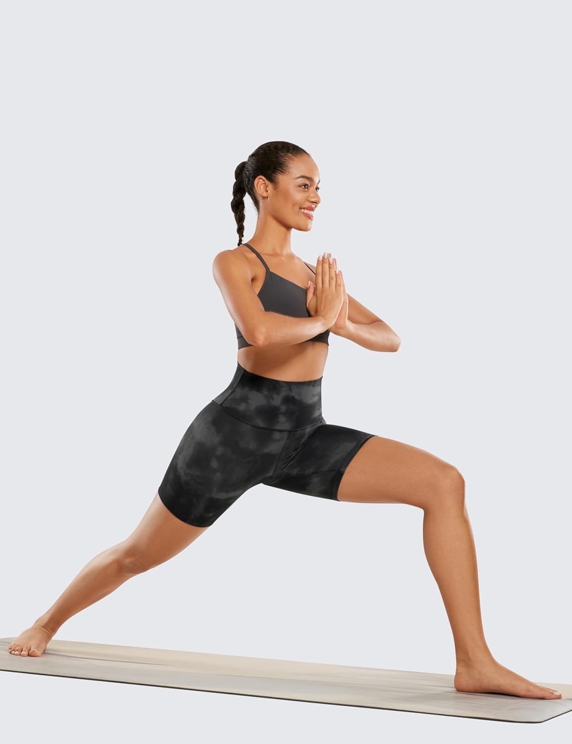 image:imageCRZ YOGA ButterLuxe Biker Shorts 6 High Waisted Workout Running Volleyball Spandex Yoga WomensGrey Tie Dye Flowers