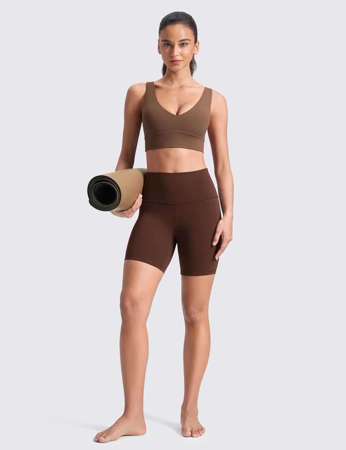 image:imageCRZ YOGA ButterLuxe Biker Shorts 6 High Waisted Workout Running Volleyball Spandex Yoga WomensLava Brown