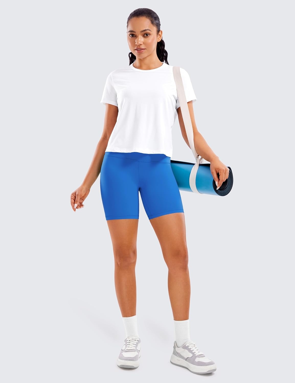 image:imageCRZ YOGA ButterLuxe Biker Shorts 6 High Waisted Workout Running Volleyball Spandex Yoga WomensSparkle Blue