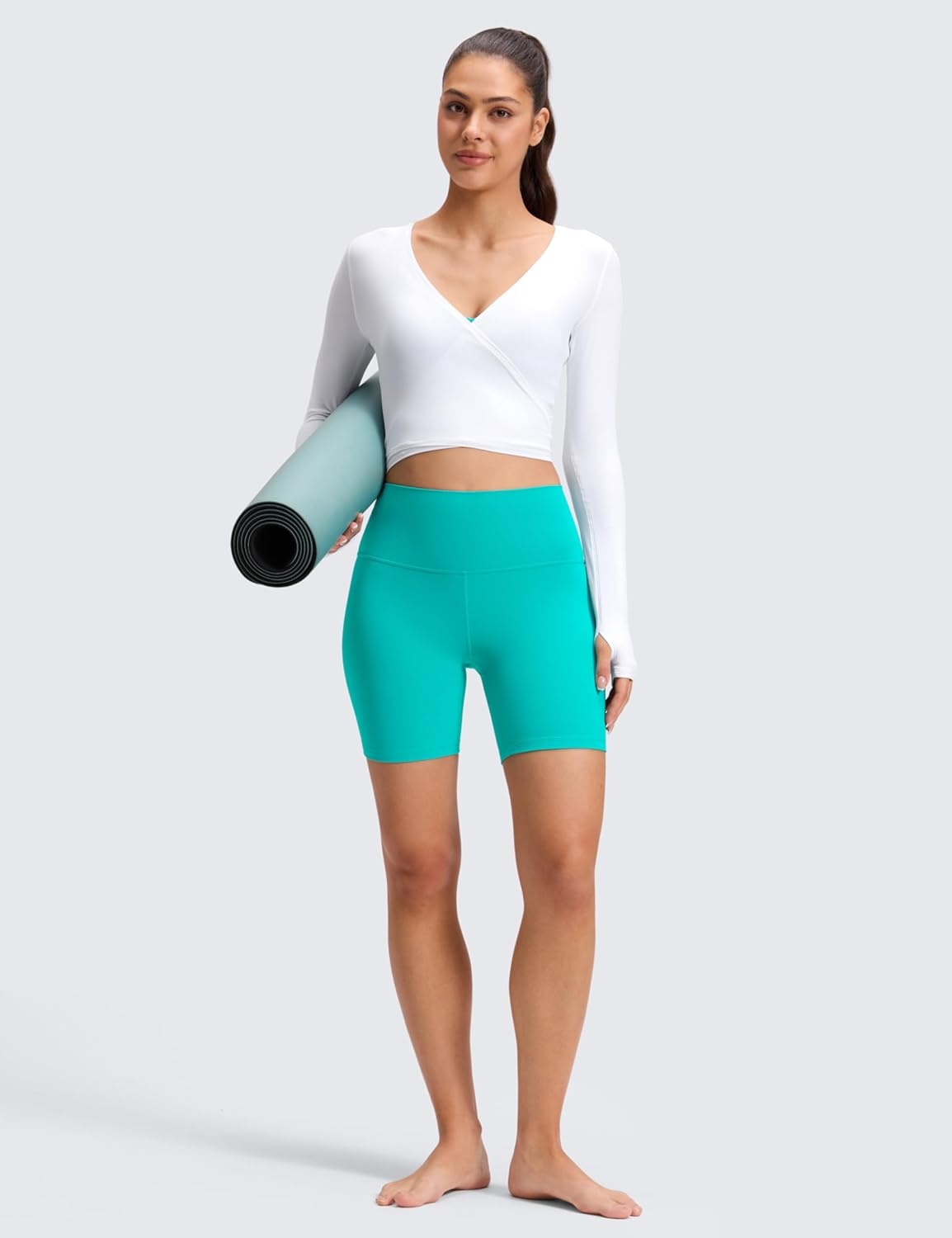 image:imageCRZ YOGA ButterLuxe Biker Shorts 6 High Waisted Workout Running Volleyball Spandex Yoga WomensTropics Teal