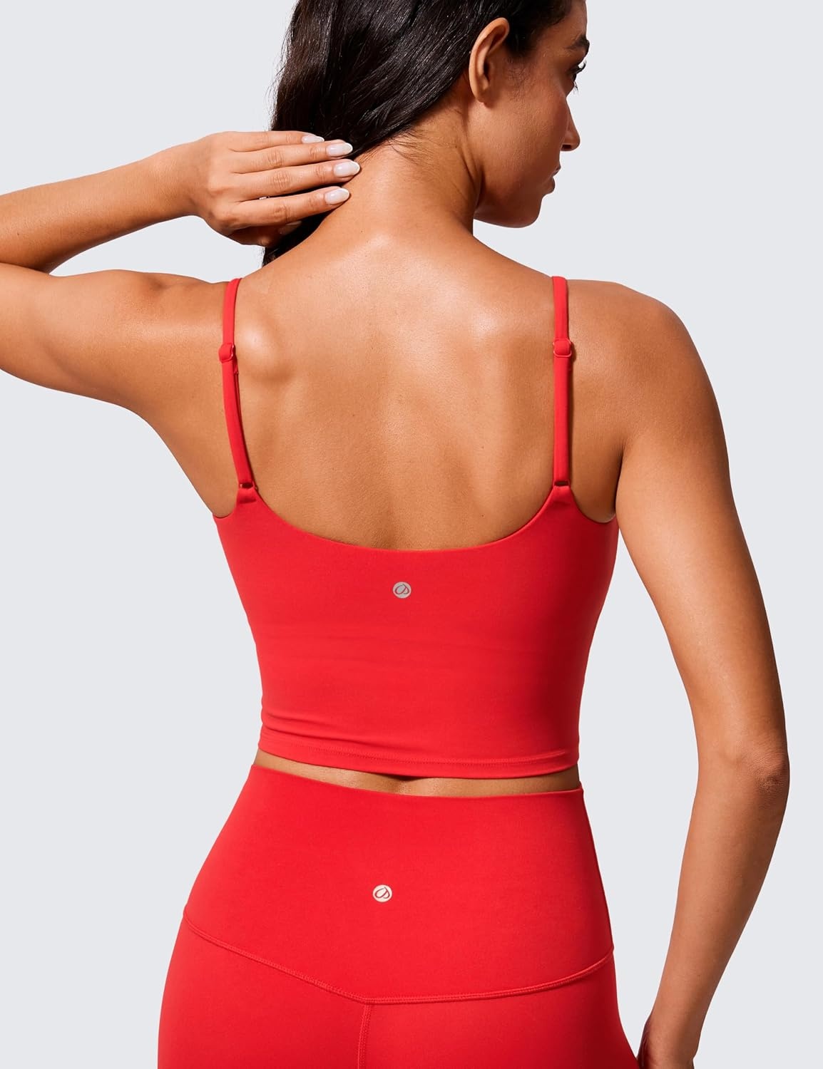 image:imageCRZ YOGA Butterlift Adjustable U Back Crop Tank Tops for Women Padded Camisole Scoop Neck Workout Longline Sports BrasDeep Red