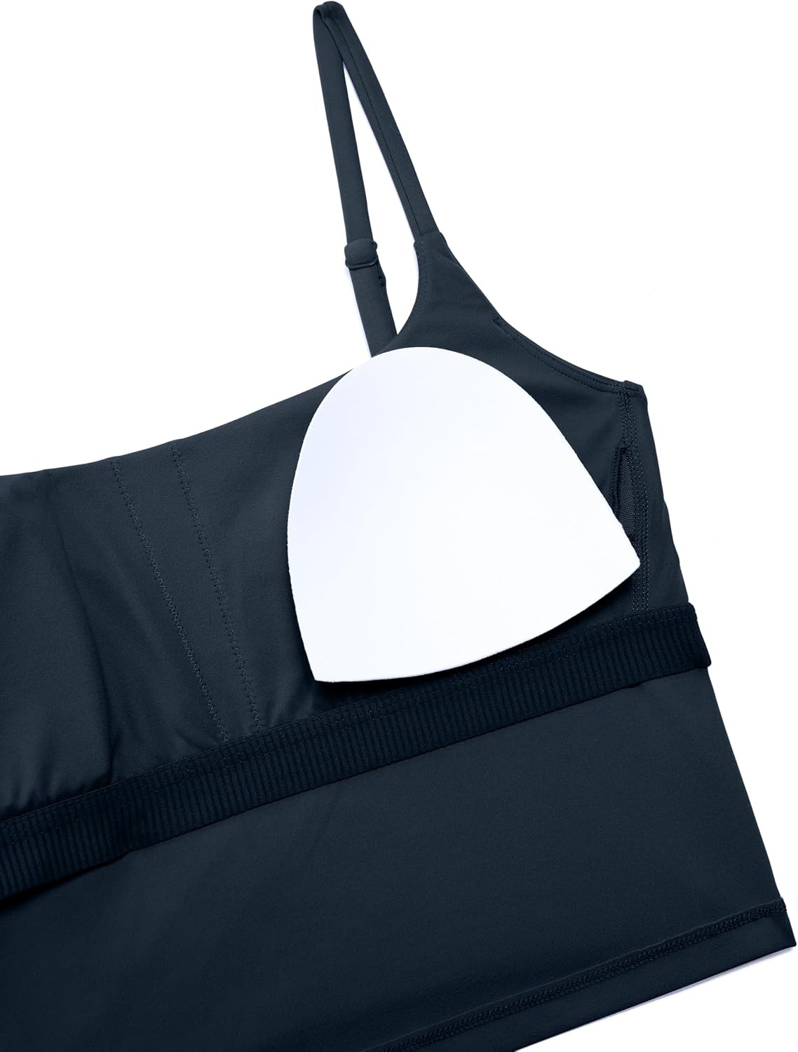 image:imageCRZ YOGA Butterlift Adjustable U Back Crop Tank Tops for Women Padded Camisole Scoop Neck Workout Longline Sports BrasTrue Navy