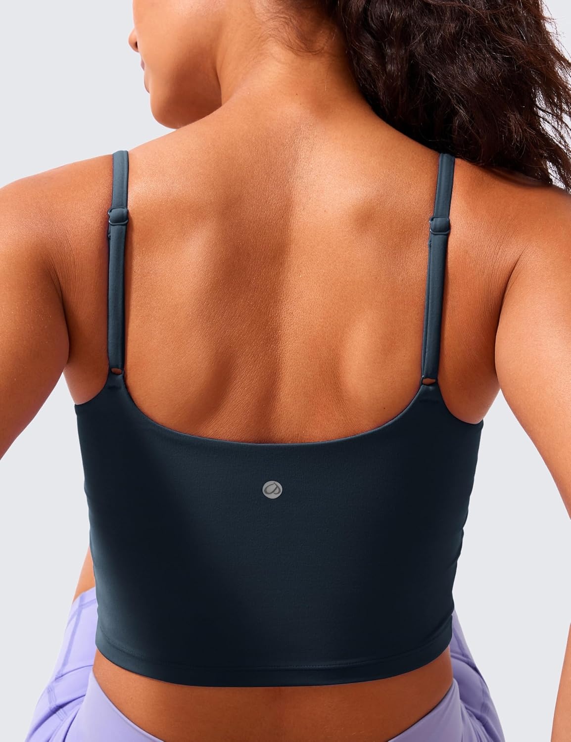 image:imageCRZ YOGA Butterlift Adjustable U Back Crop Tank Tops for Women Padded Camisole Scoop Neck Workout Longline Sports BrasTrue Navy