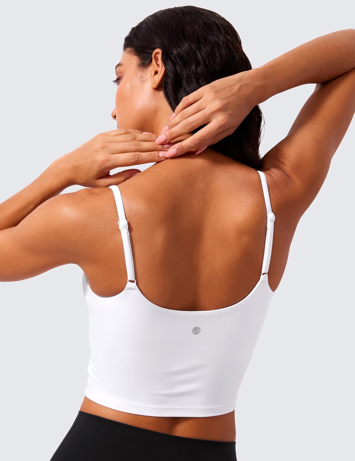 image:imageCRZ YOGA Butterlift Adjustable U Back Crop Tank Tops for Women Padded Camisole Scoop Neck Workout Longline Sports BrasWhite