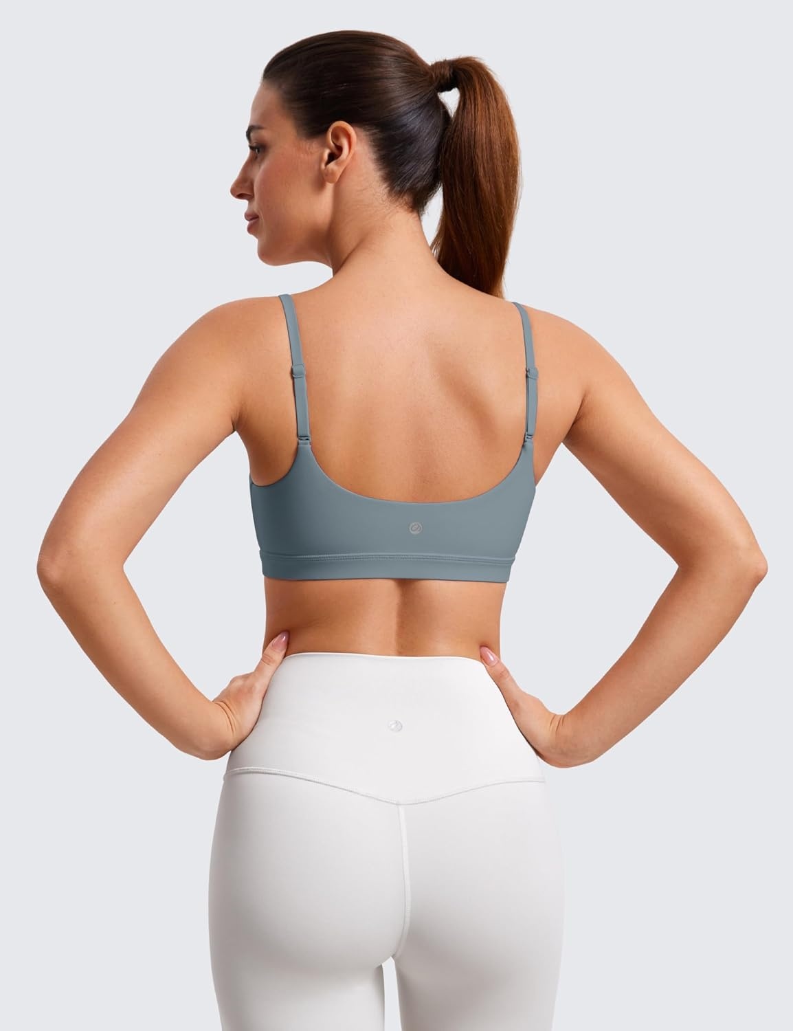 image:imageCRZ YOGA Butterluxe Adjustable Spaghetti Strap Sports Bras for Women Scoop Neck Wireless Padded Yoga Workout Crop TopBelgian Blue