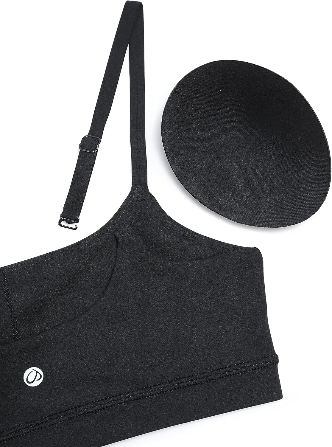 image:imageCRZ YOGA Butterluxe Adjustable Spaghetti Strap Sports Bras for Women Scoop Neck Wireless Padded Yoga Workout Crop TopBlack