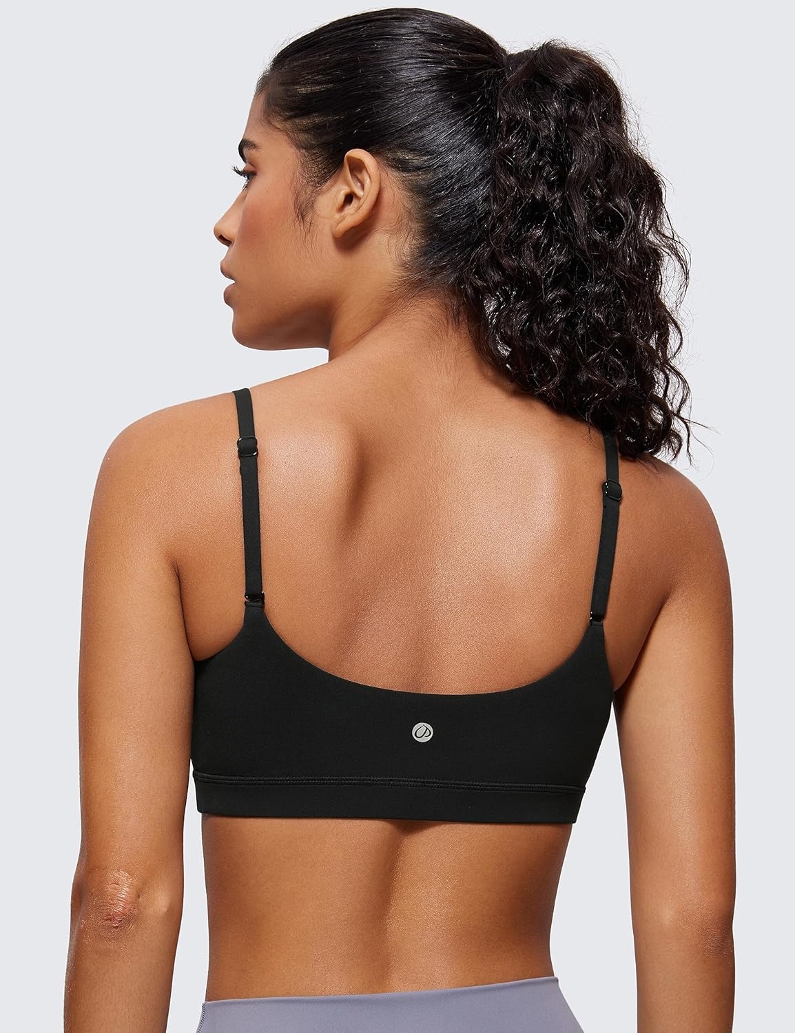 image:imageCRZ YOGA Butterluxe Adjustable Spaghetti Strap Sports Bras for Women Scoop Neck Wireless Padded Yoga Workout Crop TopBlack