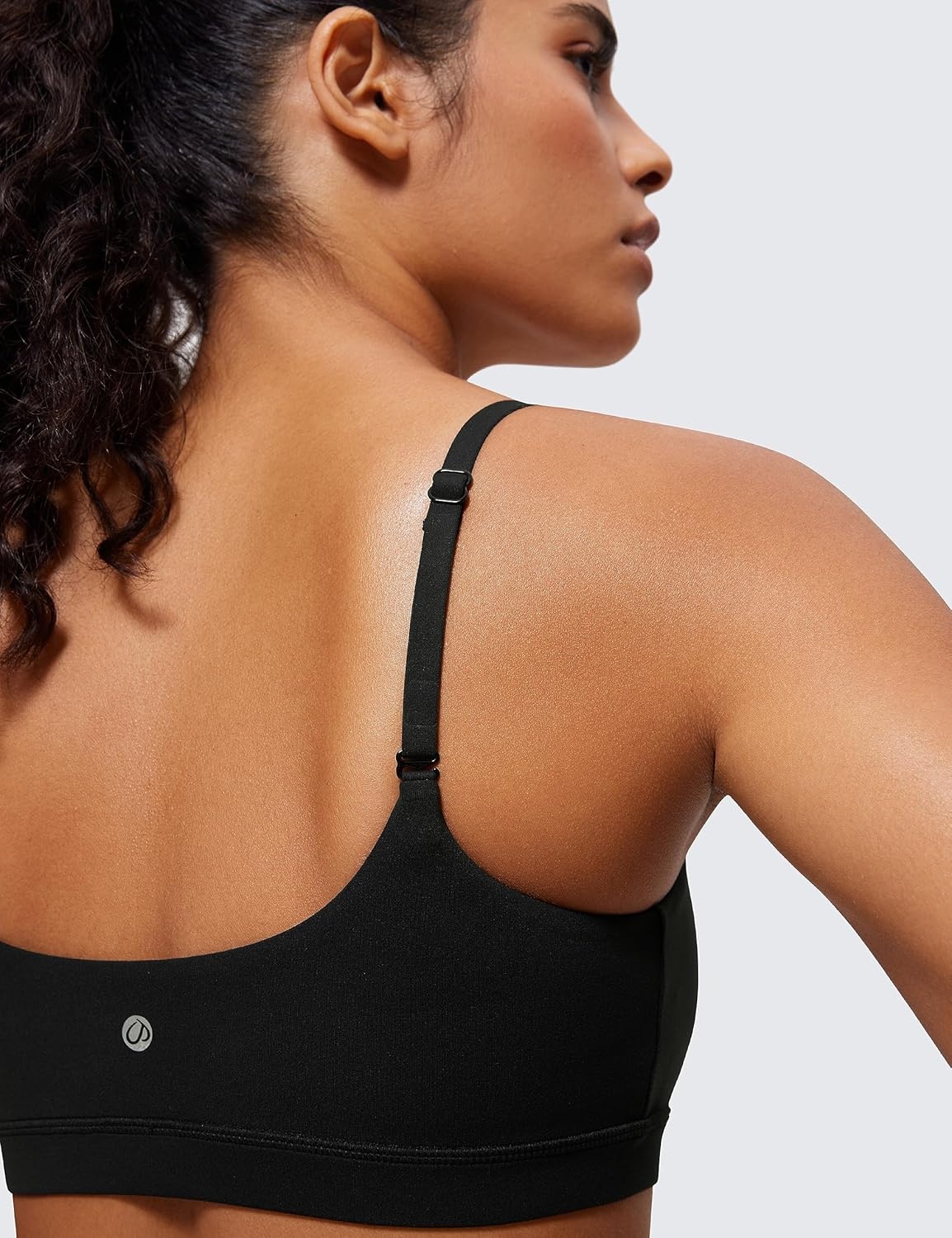 image:imageCRZ YOGA Butterluxe Adjustable Spaghetti Strap Sports Bras for Women Scoop Neck Wireless Padded Yoga Workout Crop TopBlack