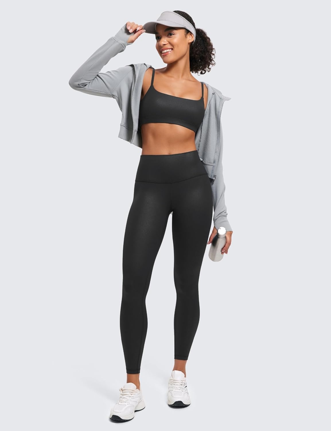 image:imageCRZ YOGA Butterluxe Adjustable Spaghetti Strap Sports Bras for Women Scoop Neck Wireless Padded Yoga Workout Crop TopBlack Foil Pattern