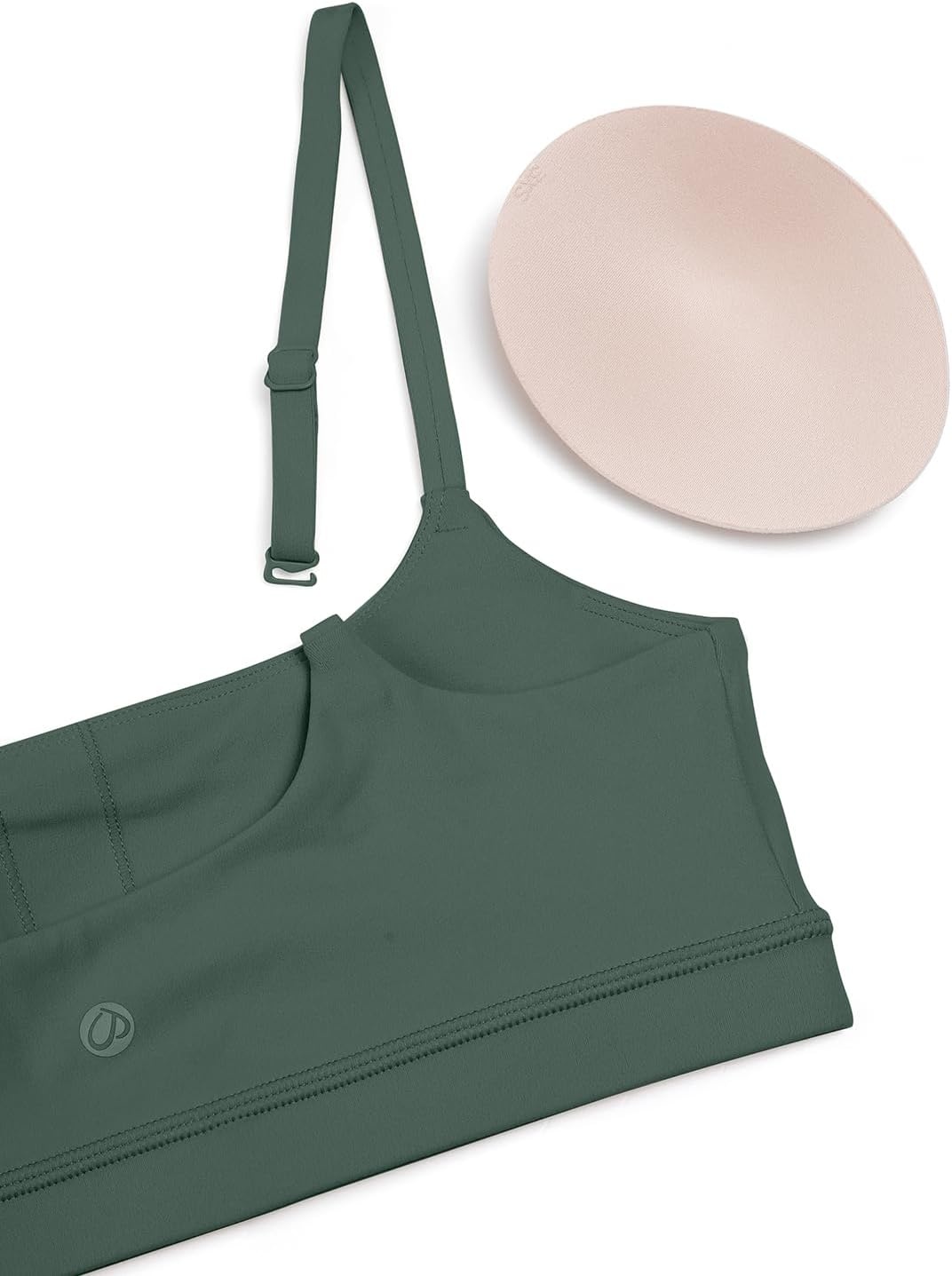 image:imageCRZ YOGA Butterluxe Adjustable Spaghetti Strap Sports Bras for Women Scoop Neck Wireless Padded Yoga Workout Crop TopDark Forest Green