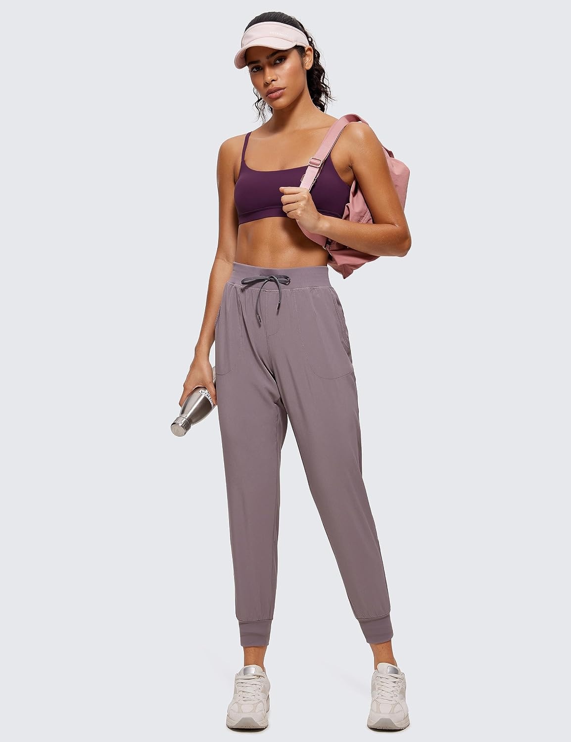 image:imageCRZ YOGA Butterluxe Adjustable Spaghetti Strap Sports Bras for Women Scoop Neck Wireless Padded Yoga Workout Crop TopDeep Purple