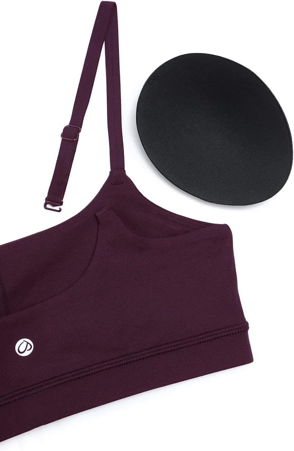 image:imageCRZ YOGA Butterluxe Adjustable Spaghetti Strap Sports Bras for Women Scoop Neck Wireless Padded Yoga Workout Crop TopDeep Purple