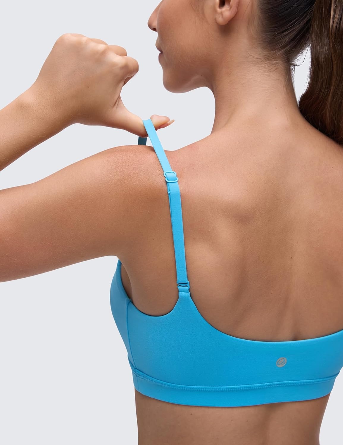 image:imageCRZ YOGA Butterluxe Adjustable Spaghetti Strap Sports Bras for Women Scoop Neck Wireless Padded Yoga Workout Crop TopKayak Blue