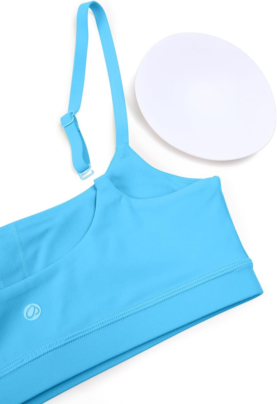 image:imageCRZ YOGA Butterluxe Adjustable Spaghetti Strap Sports Bras for Women Scoop Neck Wireless Padded Yoga Workout Crop TopKayak Blue