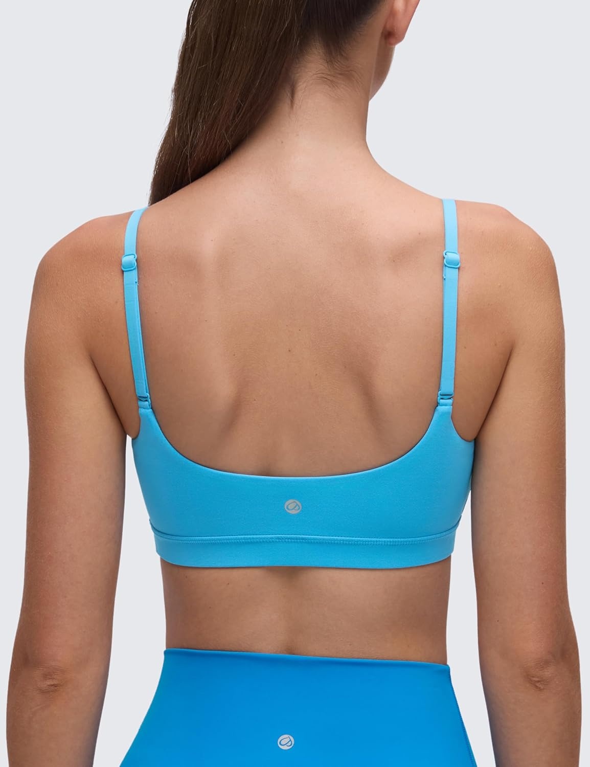 image:imageCRZ YOGA Butterluxe Adjustable Spaghetti Strap Sports Bras for Women Scoop Neck Wireless Padded Yoga Workout Crop TopKayak Blue