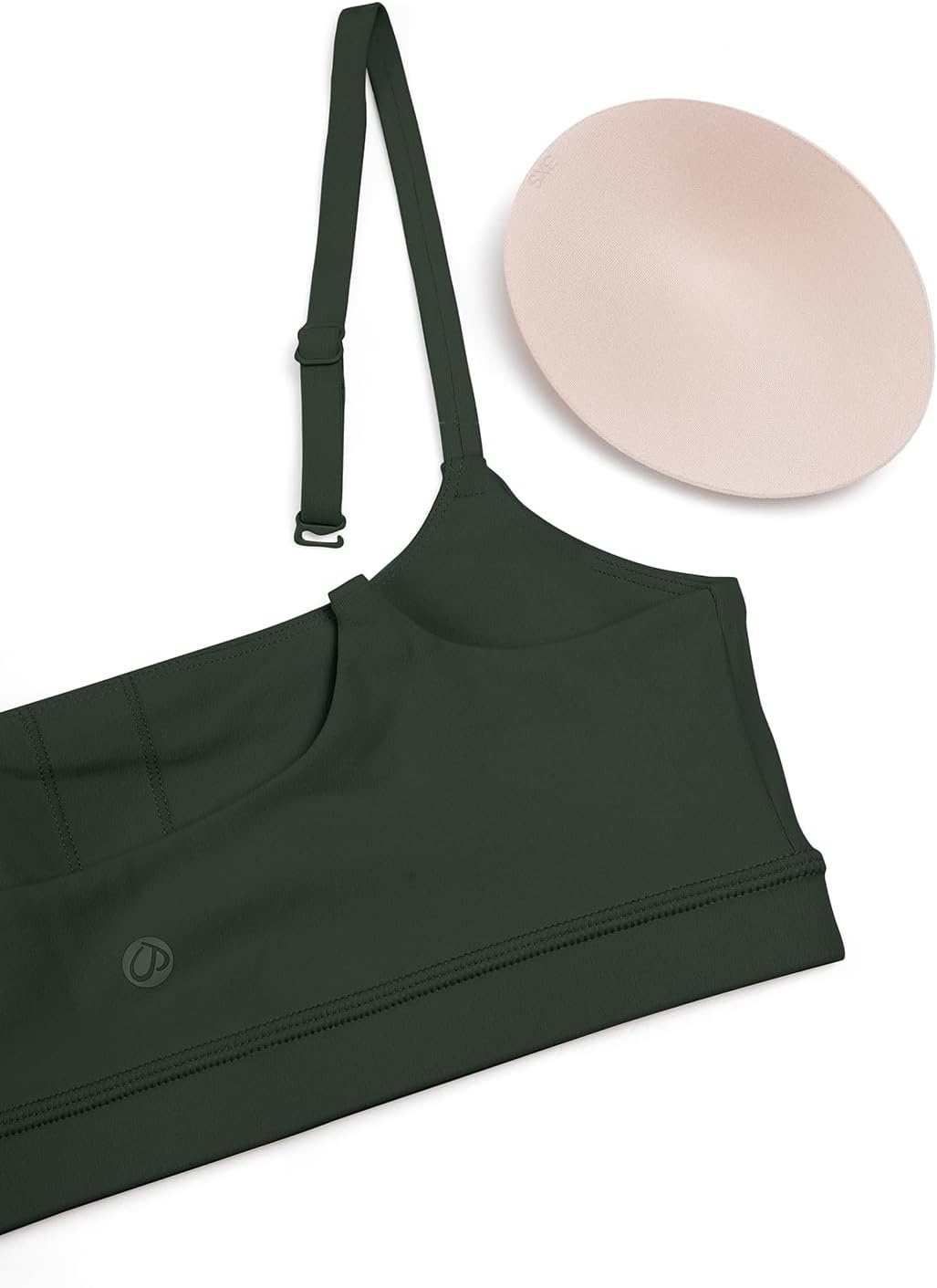 image:imageCRZ YOGA Butterluxe Adjustable Spaghetti Strap Sports Bras for Women Scoop Neck Wireless Padded Yoga Workout Crop TopLegend Green