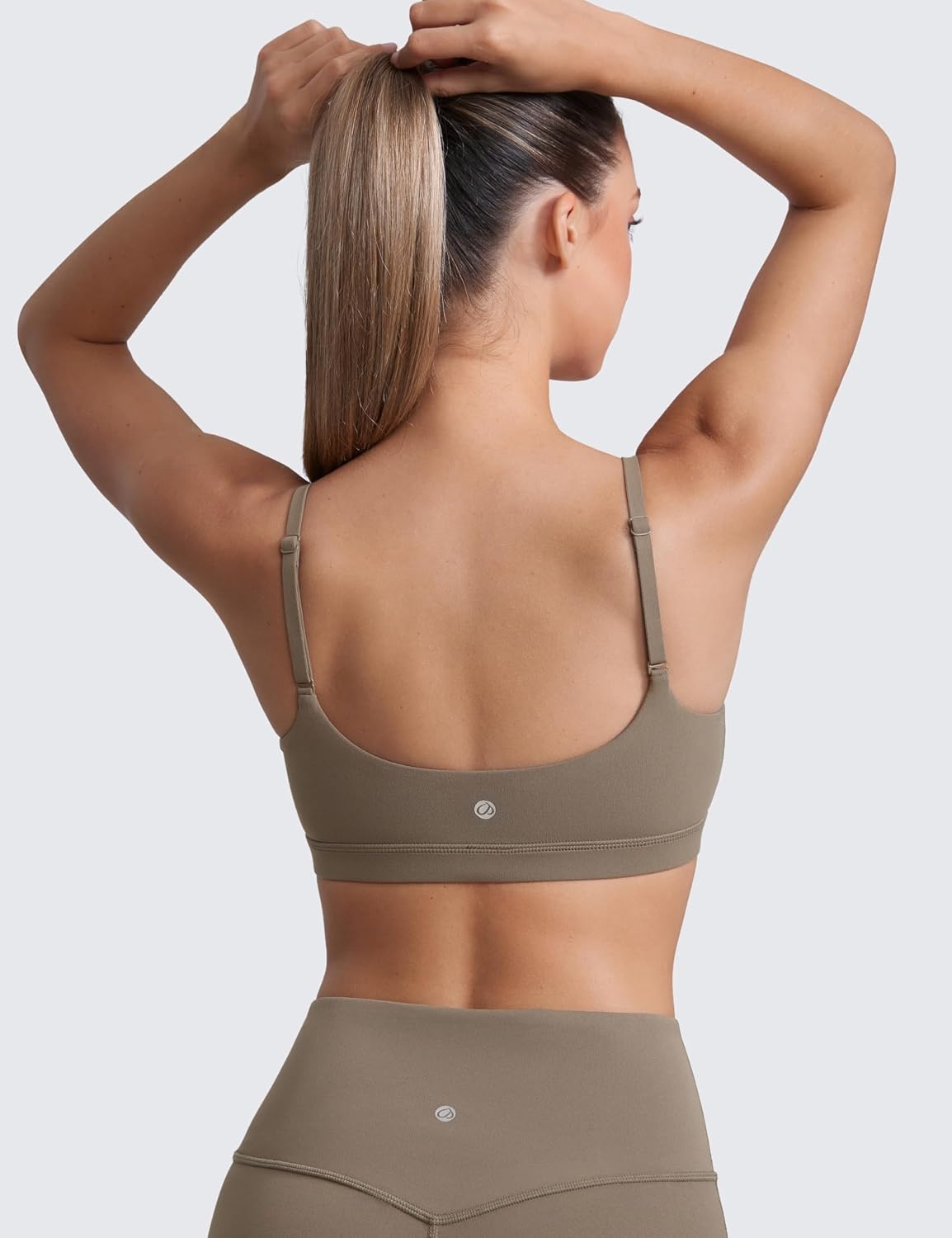 image:imageCRZ YOGA Butterluxe Adjustable Spaghetti Strap Sports Bras for Women Scoop Neck Wireless Padded Yoga Workout Crop TopNomad Grey
