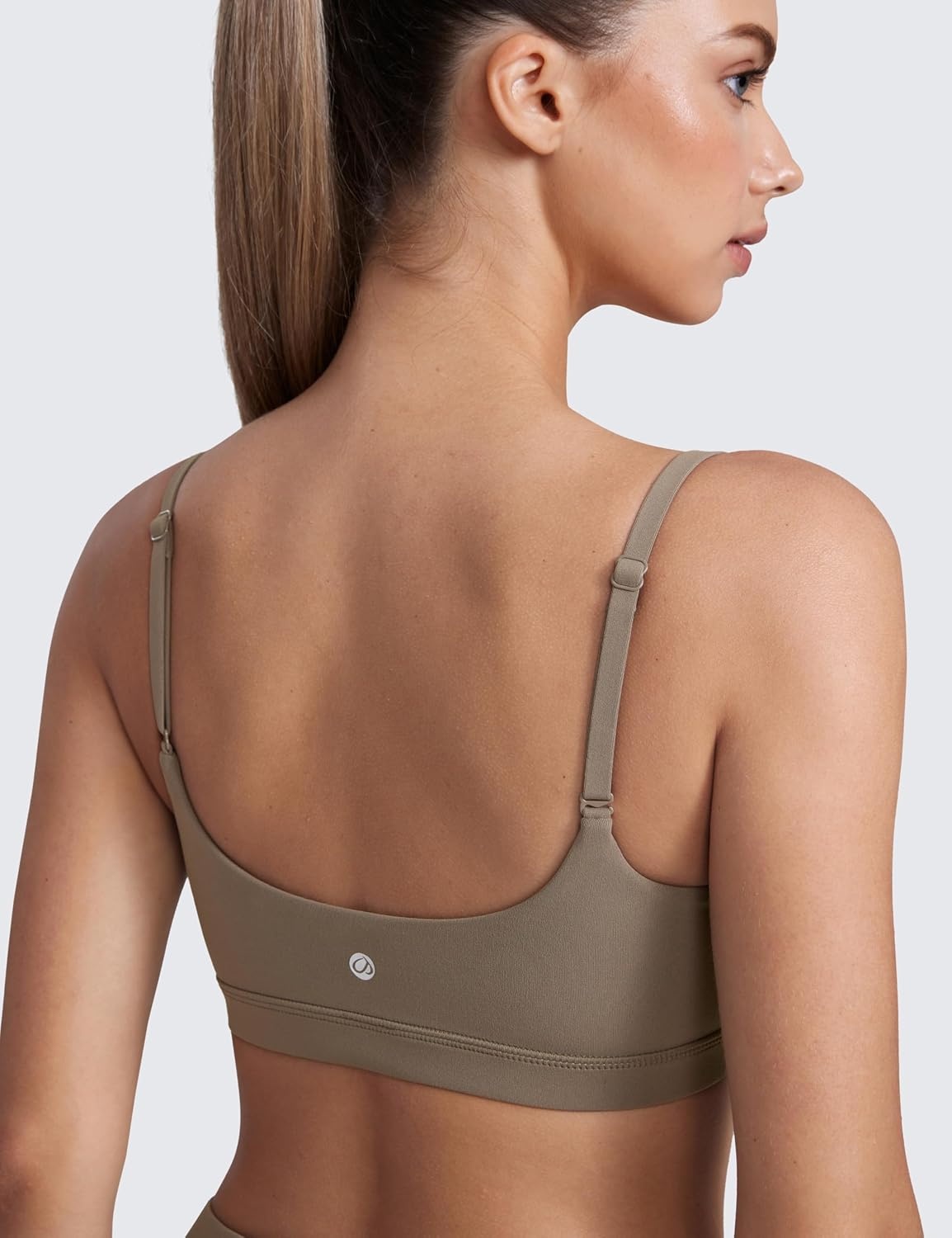 image:imageCRZ YOGA Butterluxe Adjustable Spaghetti Strap Sports Bras for Women Scoop Neck Wireless Padded Yoga Workout Crop TopNomad Grey