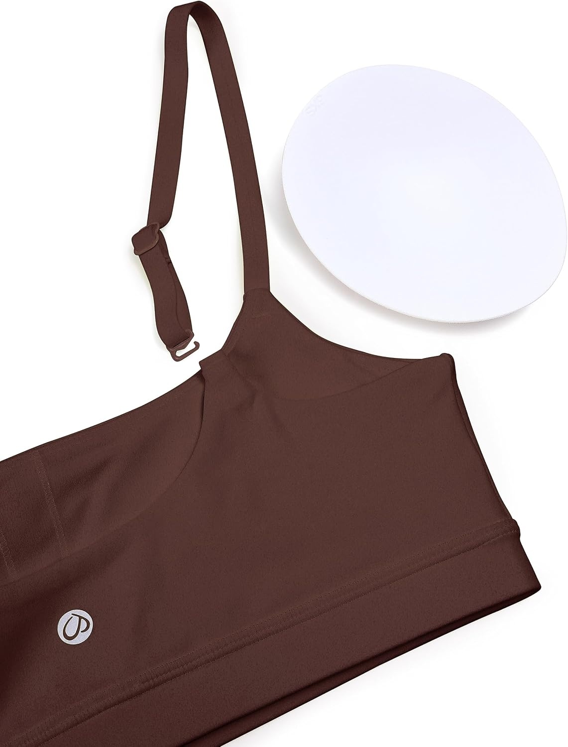 image:imageCRZ YOGA Butterluxe Adjustable Spaghetti Strap Sports Bras for Women Scoop Neck Wireless Padded Yoga Workout Crop TopTaupe