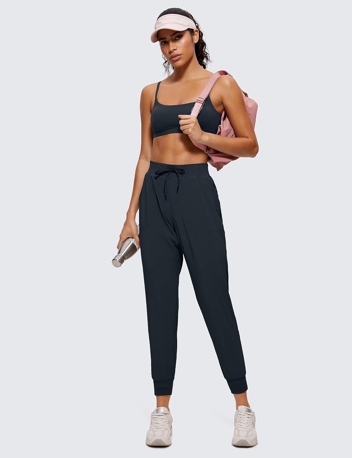image:imageCRZ YOGA Butterluxe Adjustable Spaghetti Strap Sports Bras for Women Scoop Neck Wireless Padded Yoga Workout Crop TopTrue Navy
