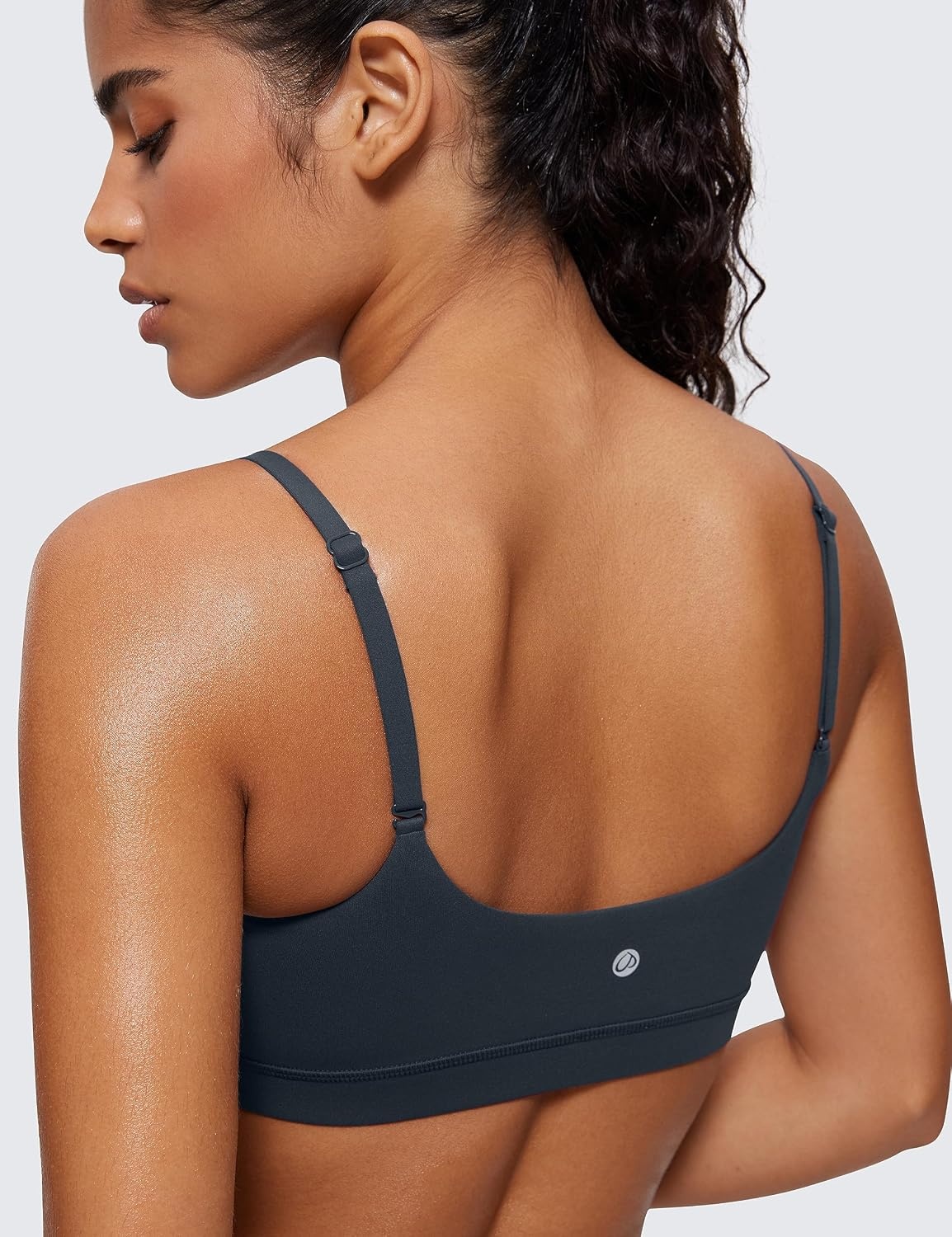 image:imageCRZ YOGA Butterluxe Adjustable Spaghetti Strap Sports Bras for Women Scoop Neck Wireless Padded Yoga Workout Crop TopTrue Navy