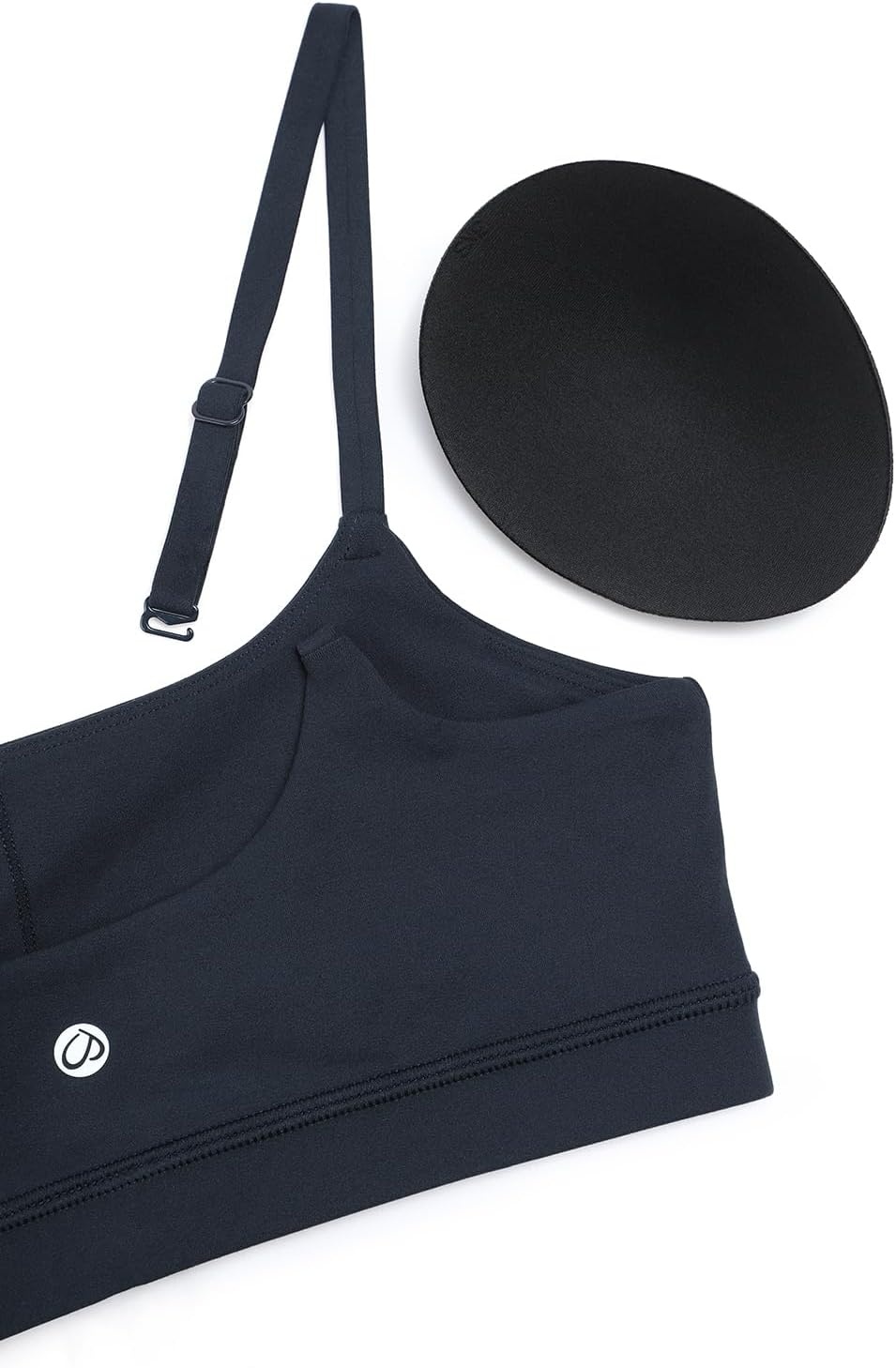 image:imageCRZ YOGA Butterluxe Adjustable Spaghetti Strap Sports Bras for Women Scoop Neck Wireless Padded Yoga Workout Crop TopTrue Navy
