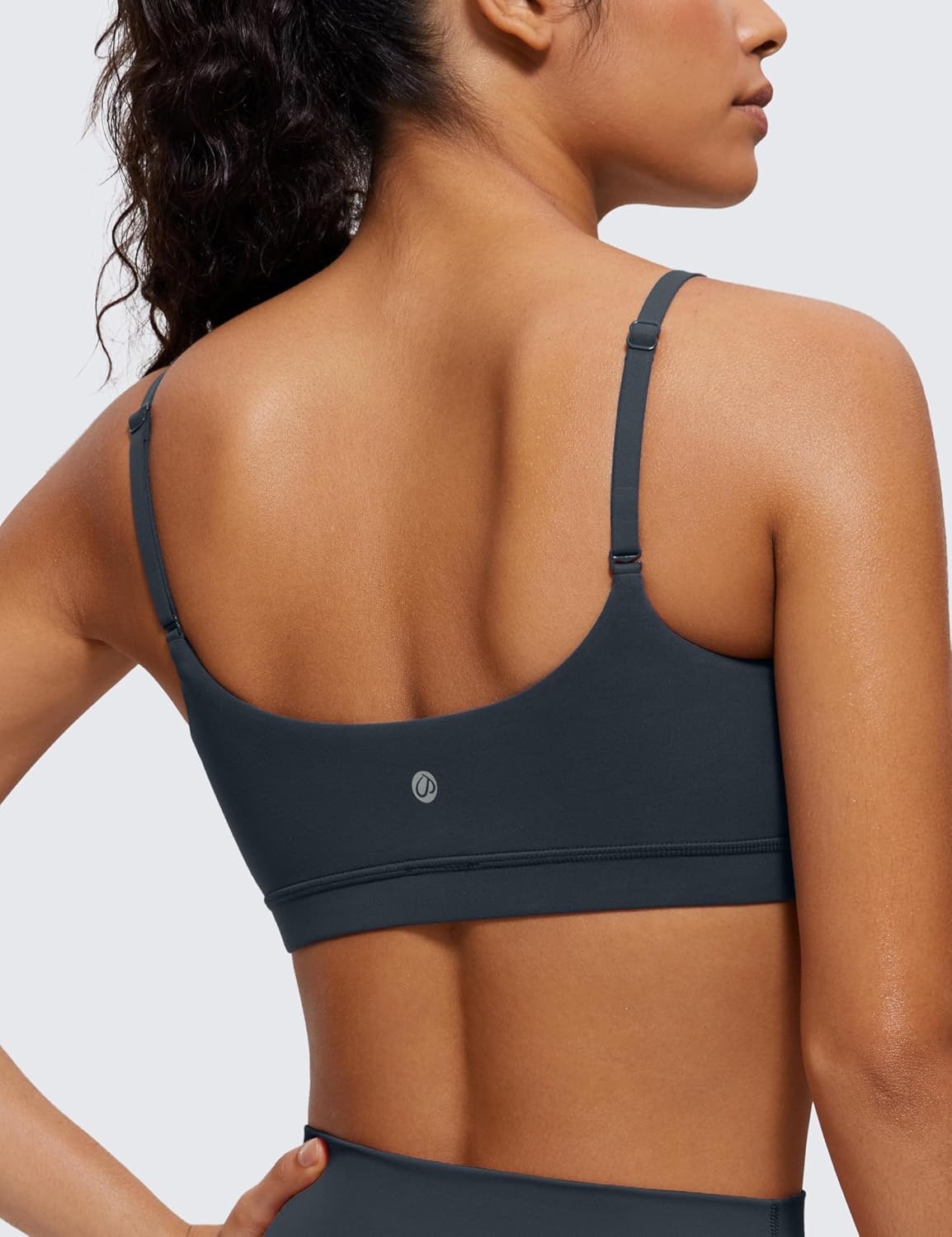 image:imageCRZ YOGA Butterluxe Adjustable Spaghetti Strap Sports Bras for Women Scoop Neck Wireless Padded Yoga Workout Crop TopTrue Navy