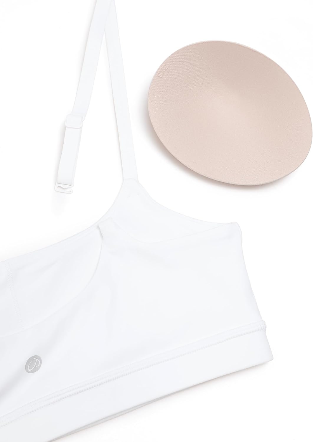 image:imageCRZ YOGA Butterluxe Adjustable Spaghetti Strap Sports Bras for Women Scoop Neck Wireless Padded Yoga Workout Crop TopWhite