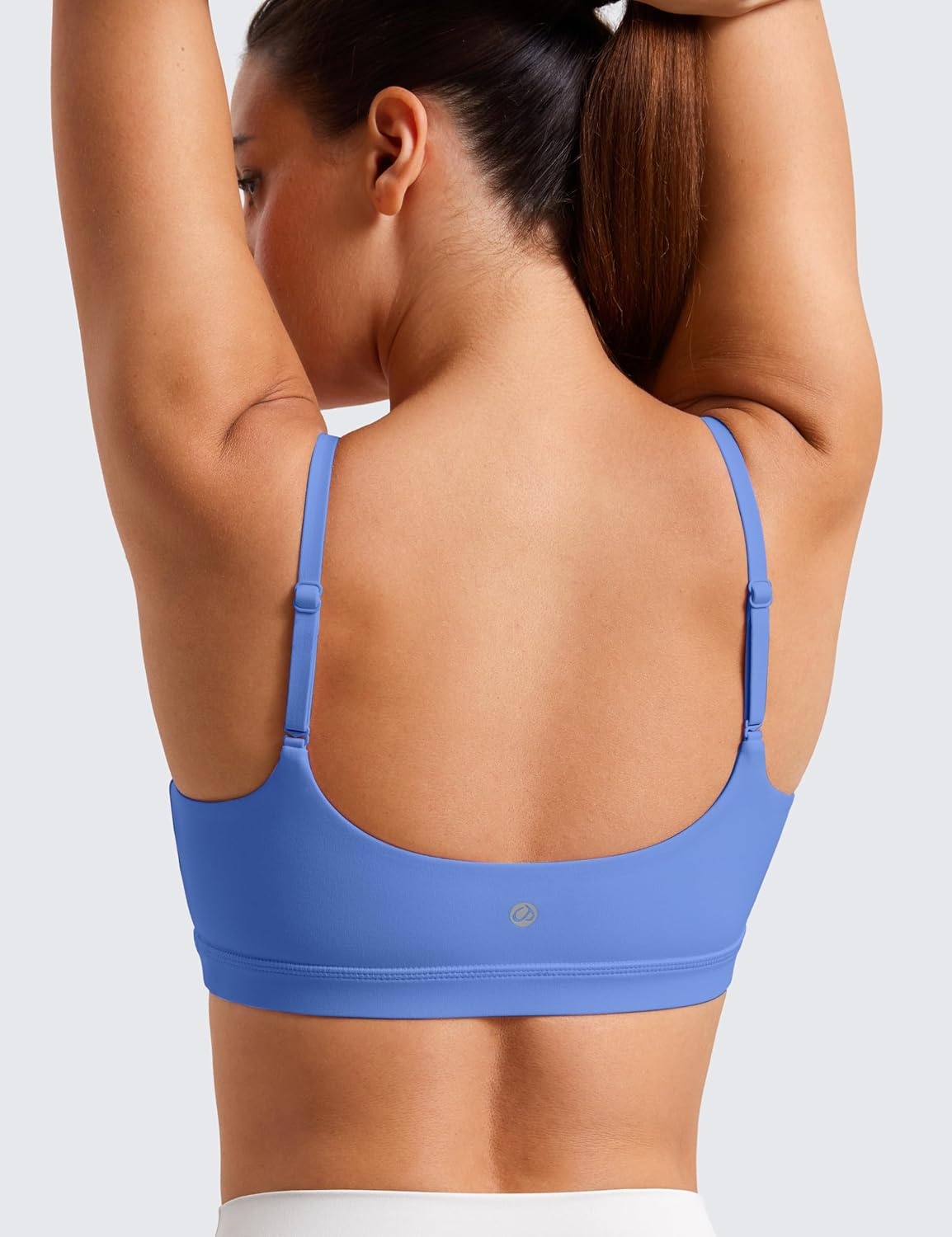 image:imageCRZ YOGA Butterluxe Adjustable Spaghetti Strap Sports Bras for Women Scoop Neck Wireless Padded Yoga Workout Crop TopWild Indigo