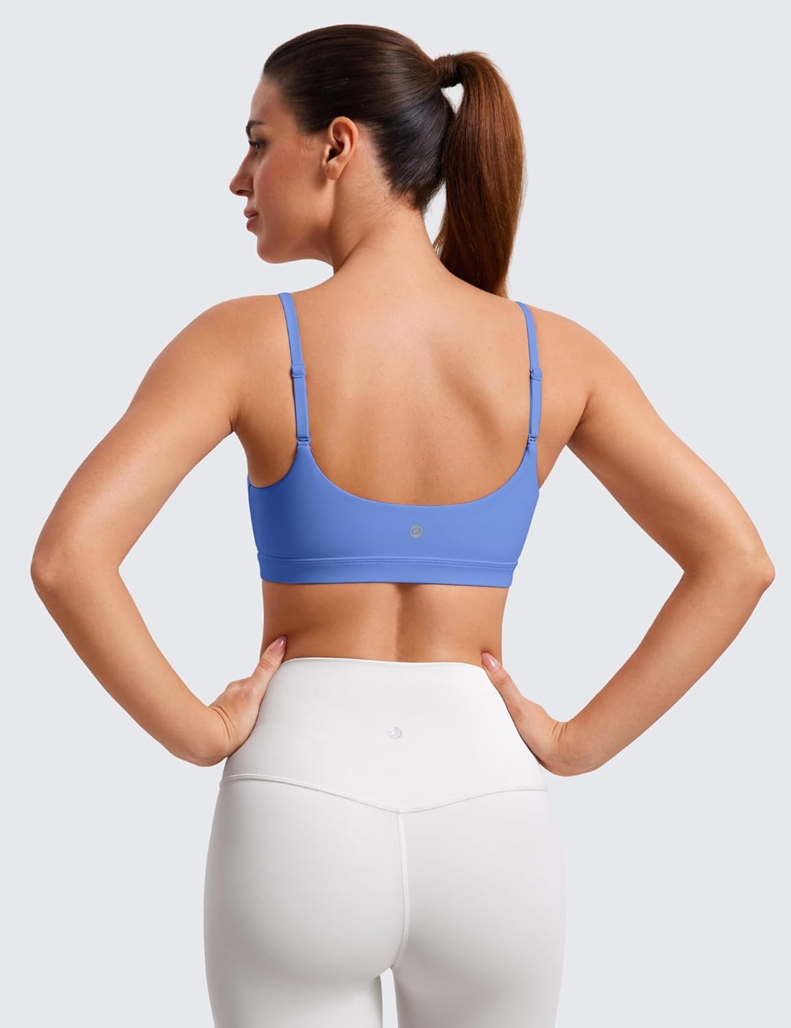 image:imageCRZ YOGA Butterluxe Adjustable Spaghetti Strap Sports Bras for Women Scoop Neck Wireless Padded Yoga Workout Crop TopWild Indigo
