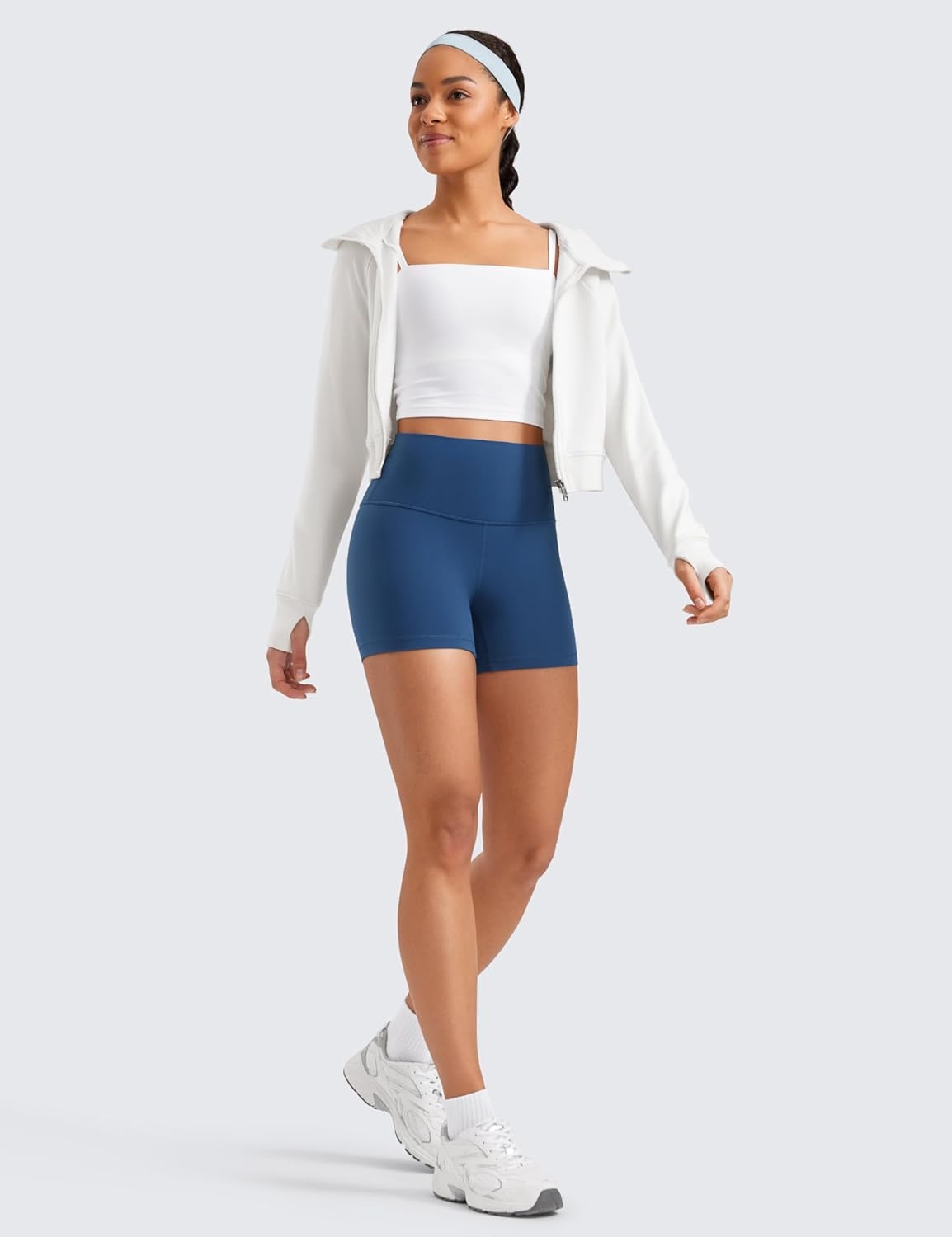 image:imageCRZ YOGA Butterluxe Biker Shorts 4 High Waisted Booty Workout Volleyball Yoga Womens SpandexFrench Navy