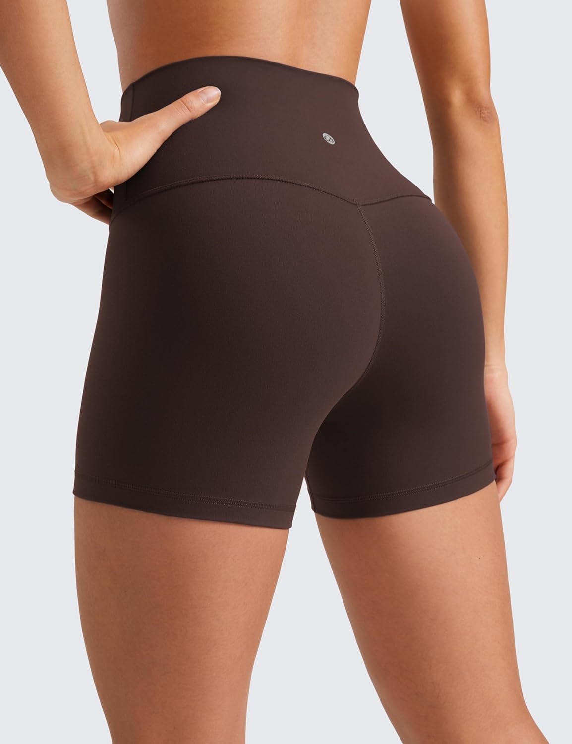 image:imageCRZ YOGA Butterluxe Biker Shorts 4 High Waisted Booty Workout Volleyball Yoga Womens SpandexHot Fudge Brown