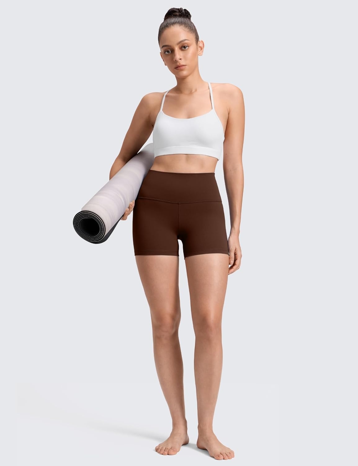 image:imageCRZ YOGA Butterluxe Biker Shorts 4 High Waisted Booty Workout Volleyball Yoga Womens SpandexLava Brown