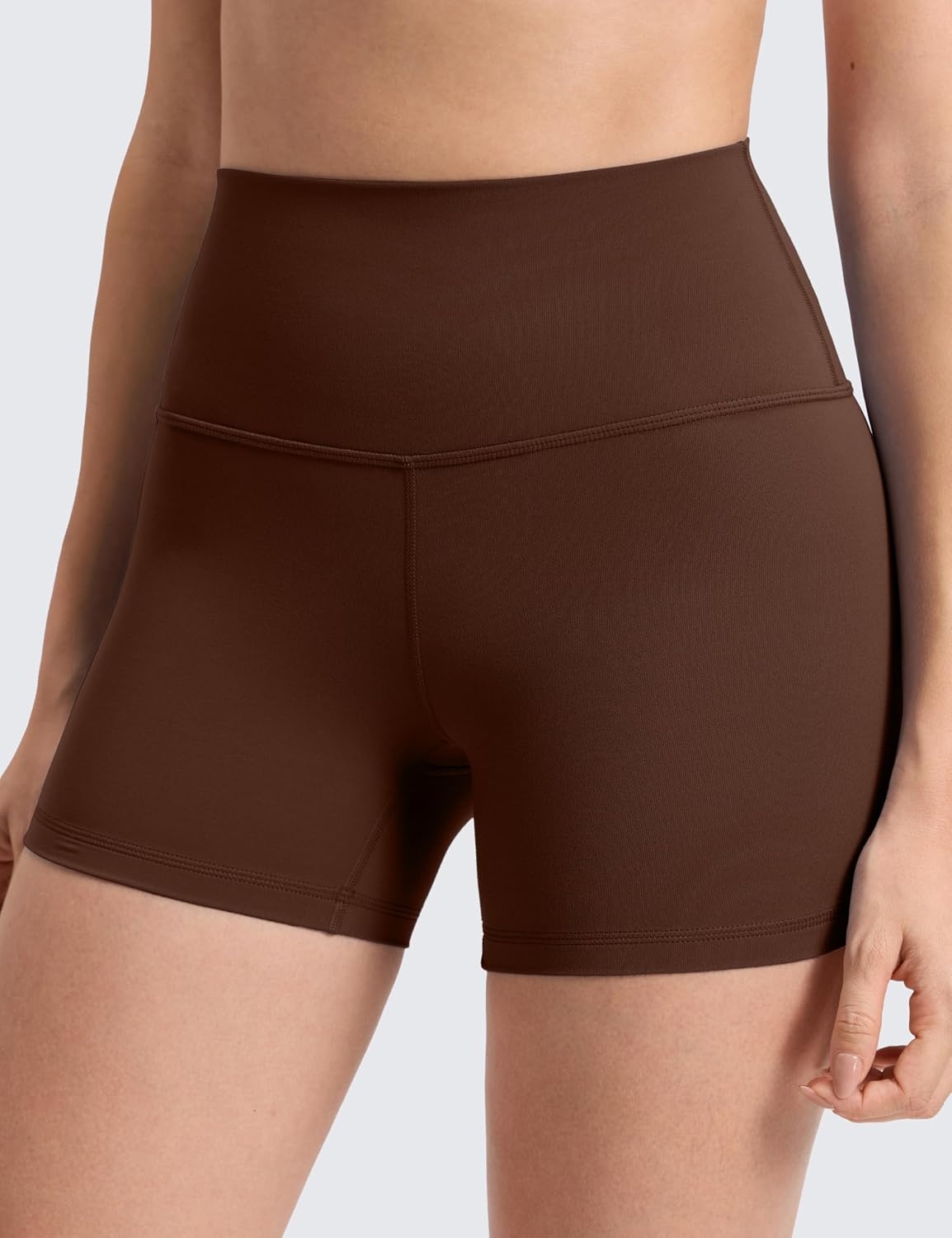 image:imageCRZ YOGA Butterluxe Biker Shorts 4 High Waisted Booty Workout Volleyball Yoga Womens SpandexLava Brown