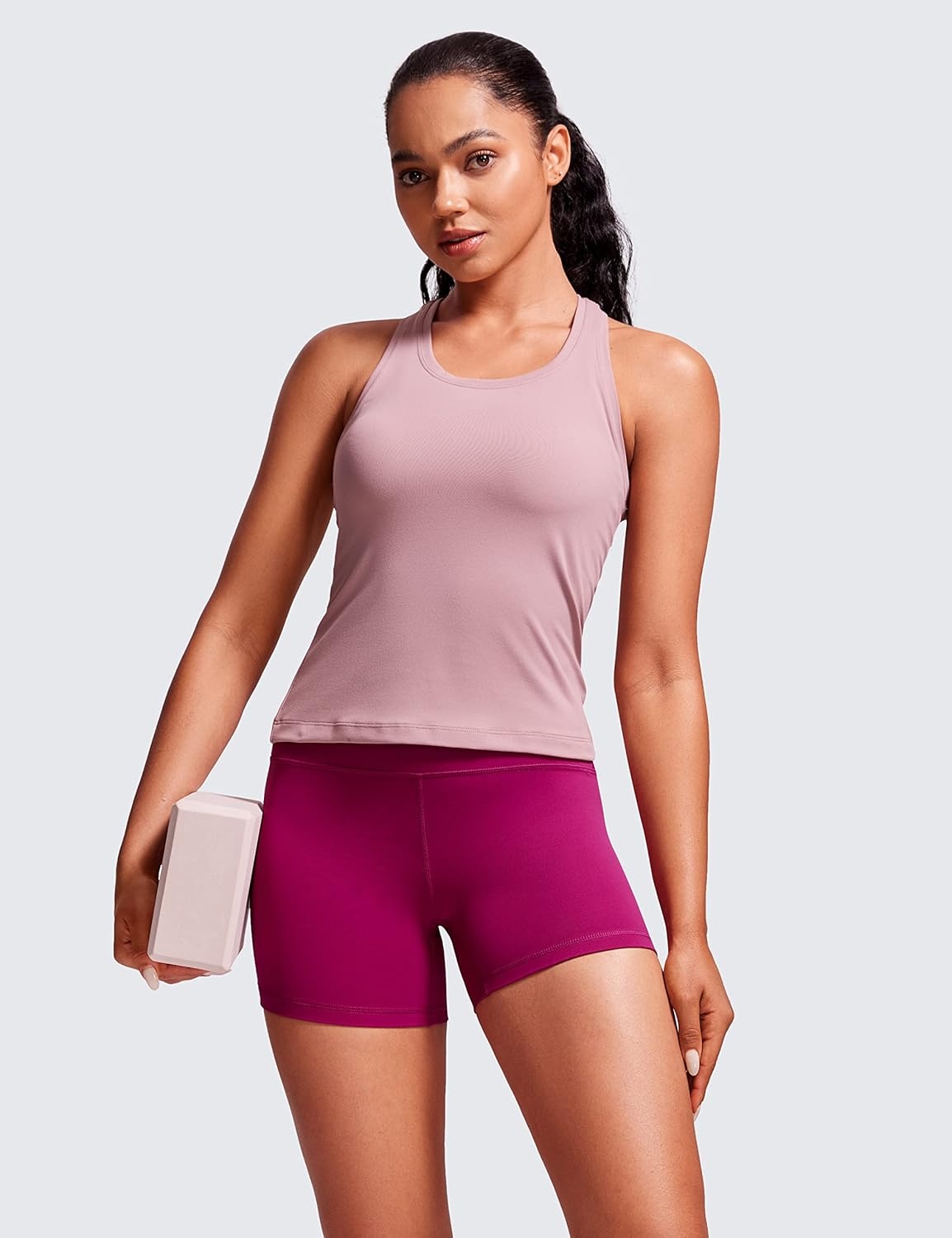 image:imageCRZ YOGA Butterluxe Biker Shorts 4 High Waisted Booty Workout Volleyball Yoga Womens SpandexMagenta Purple