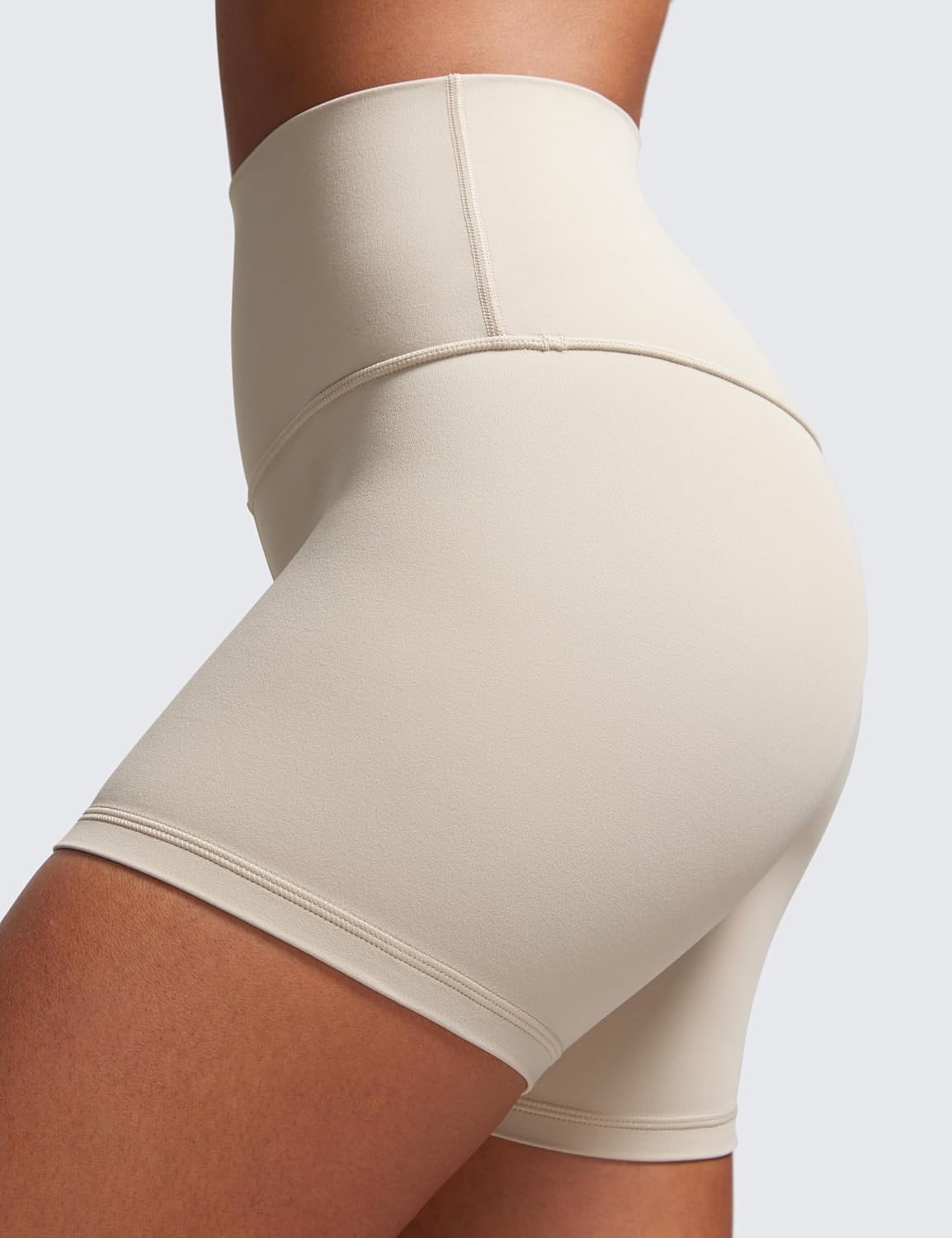 image:imageCRZ YOGA Butterluxe Biker Shorts 4 High Waisted Booty Workout Volleyball Yoga Womens SpandexMojave Tan