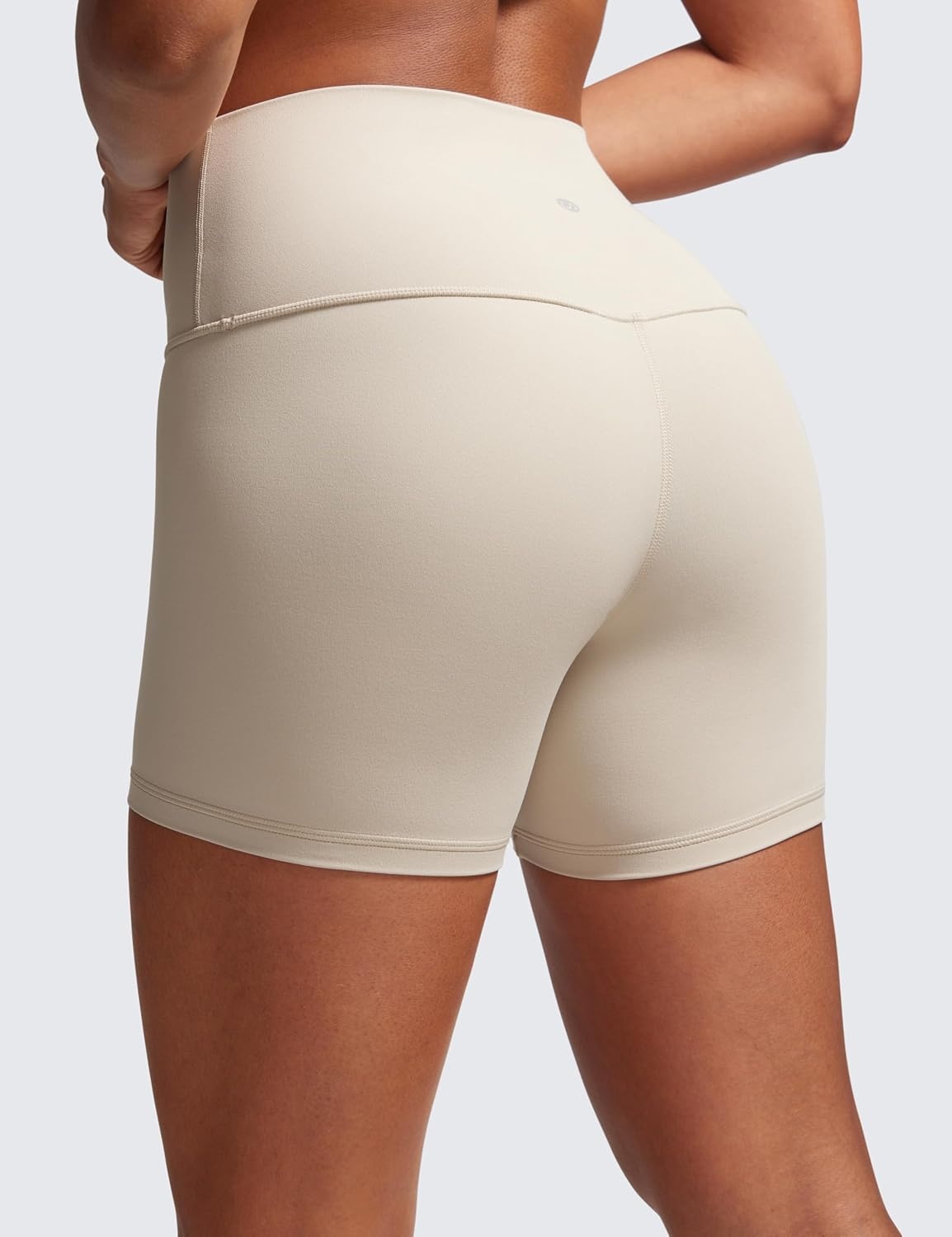 image:imageCRZ YOGA Butterluxe Biker Shorts 4 High Waisted Booty Workout Volleyball Yoga Womens SpandexMojave Tan