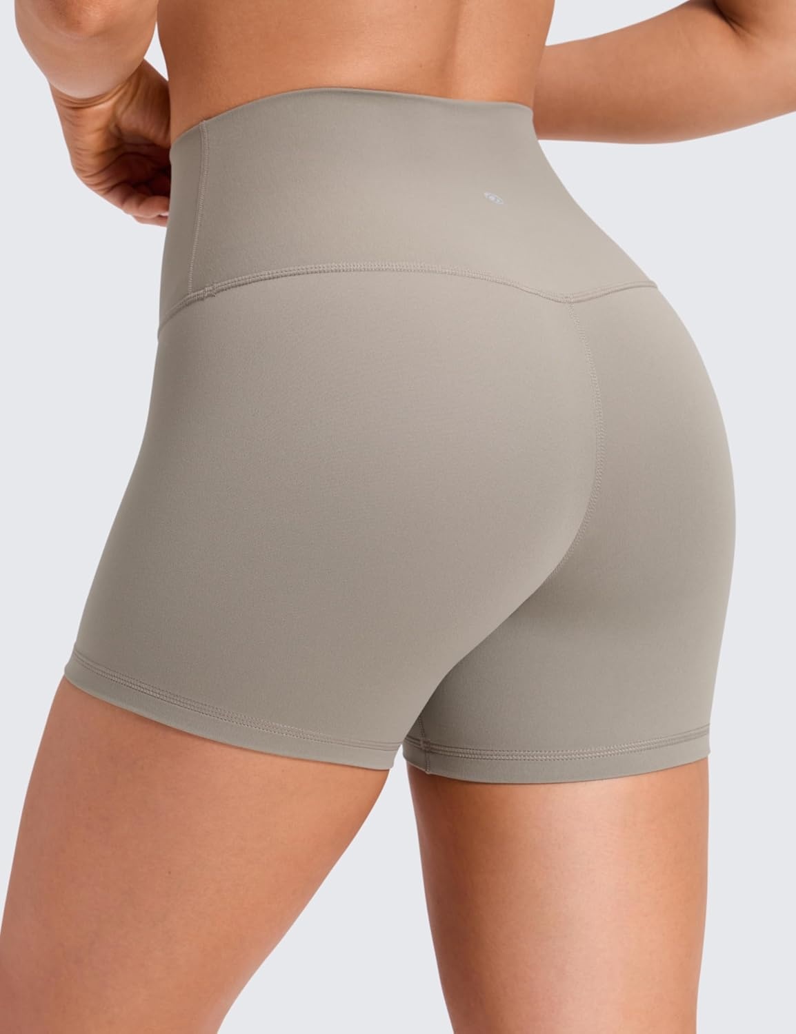 image:imageCRZ YOGA Butterluxe Biker Shorts 4 High Waisted Booty Workout Volleyball Yoga Womens SpandexWarm Ash Grey