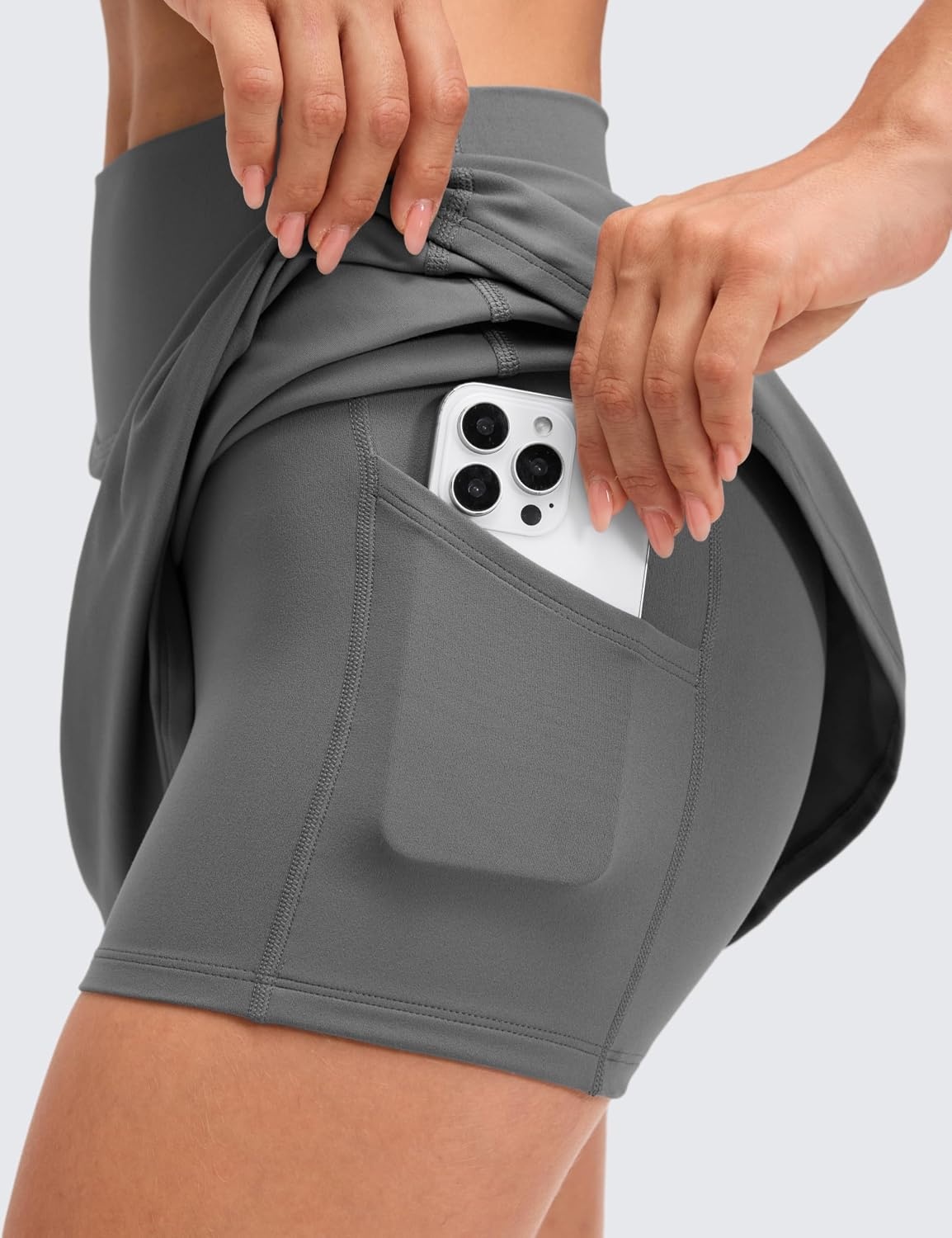 image:imageCRZ YOGA Butterluxe High Waisted Tennis Skirts for Women Mini Lined A Line Golf Casual Skort with Inner PocketsAsh Grey