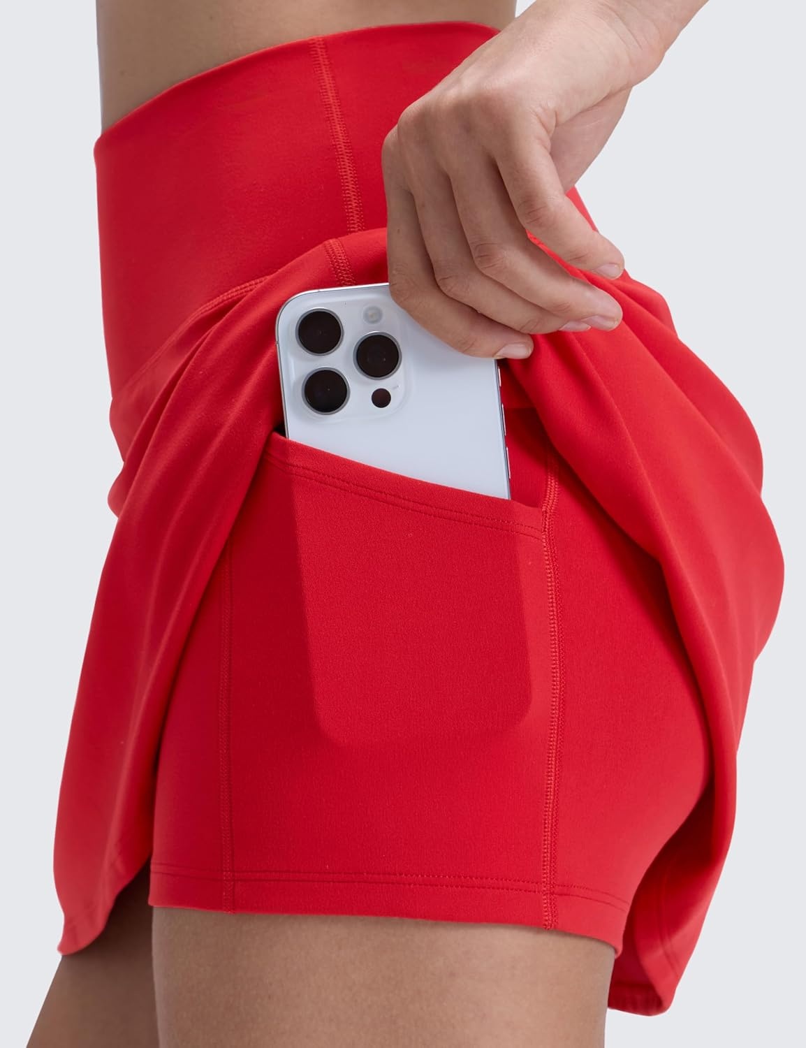 image:imageCRZ YOGA Butterluxe High Waisted Tennis Skirts for Women Mini Lined A Line Golf Casual Skort with Inner PocketsAurora Red