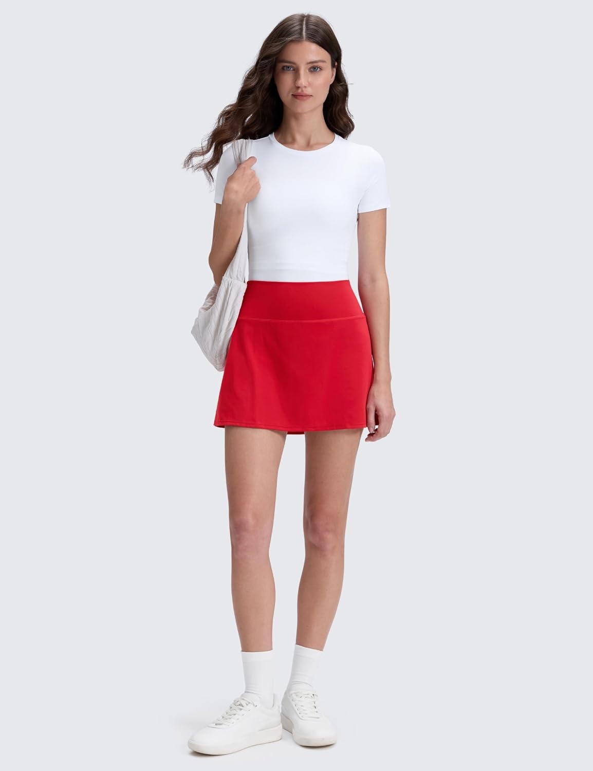 image:imageCRZ YOGA Butterluxe High Waisted Tennis Skirts for Women Mini Lined A Line Golf Casual Skort with Inner PocketsAurora Red