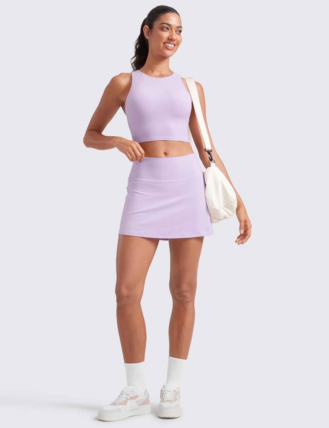 image:imageCRZ YOGA Butterluxe High Waisted Tennis Skirts for Women Mini Lined A Line Golf Casual Skort with Inner PocketsLilac Air