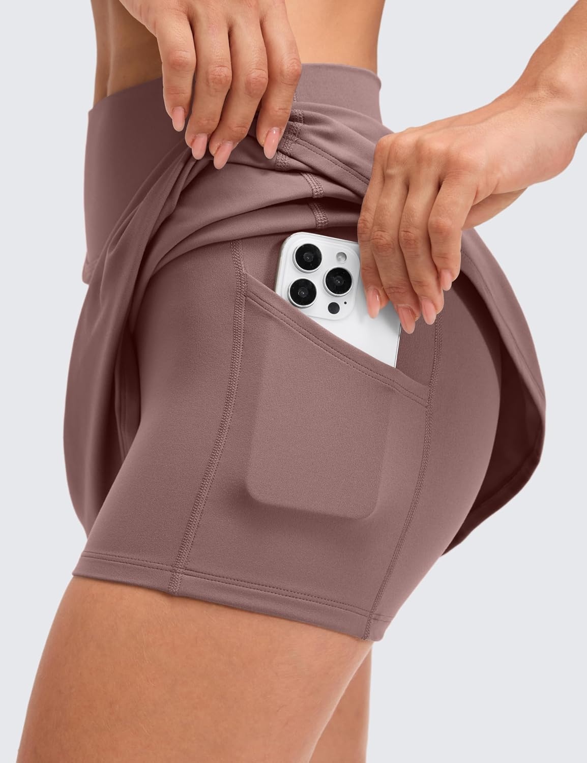 image:imageCRZ YOGA Butterluxe High Waisted Tennis Skirts for Women Mini Lined A Line Golf Casual Skort with Inner PocketsMauve