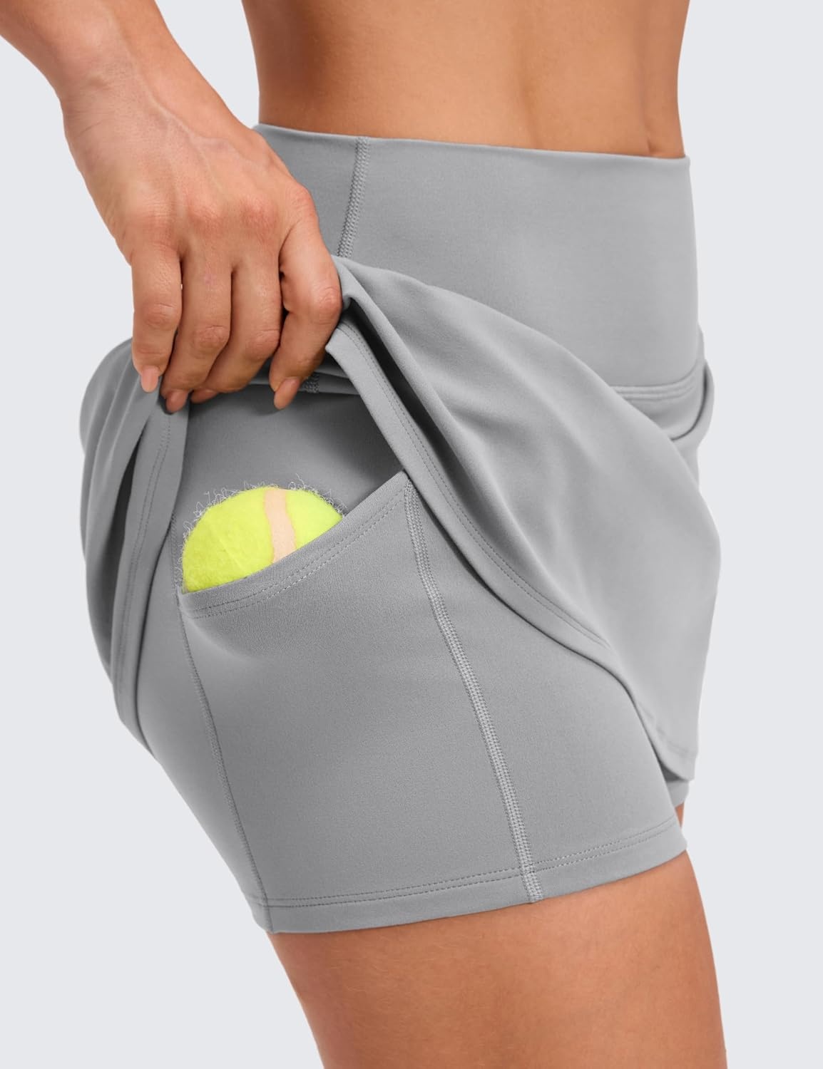 image:imageCRZ YOGA Butterluxe High Waisted Tennis Skirts for Women Mini Lined A Line Golf Casual Skort with Inner PocketsRhino Grey